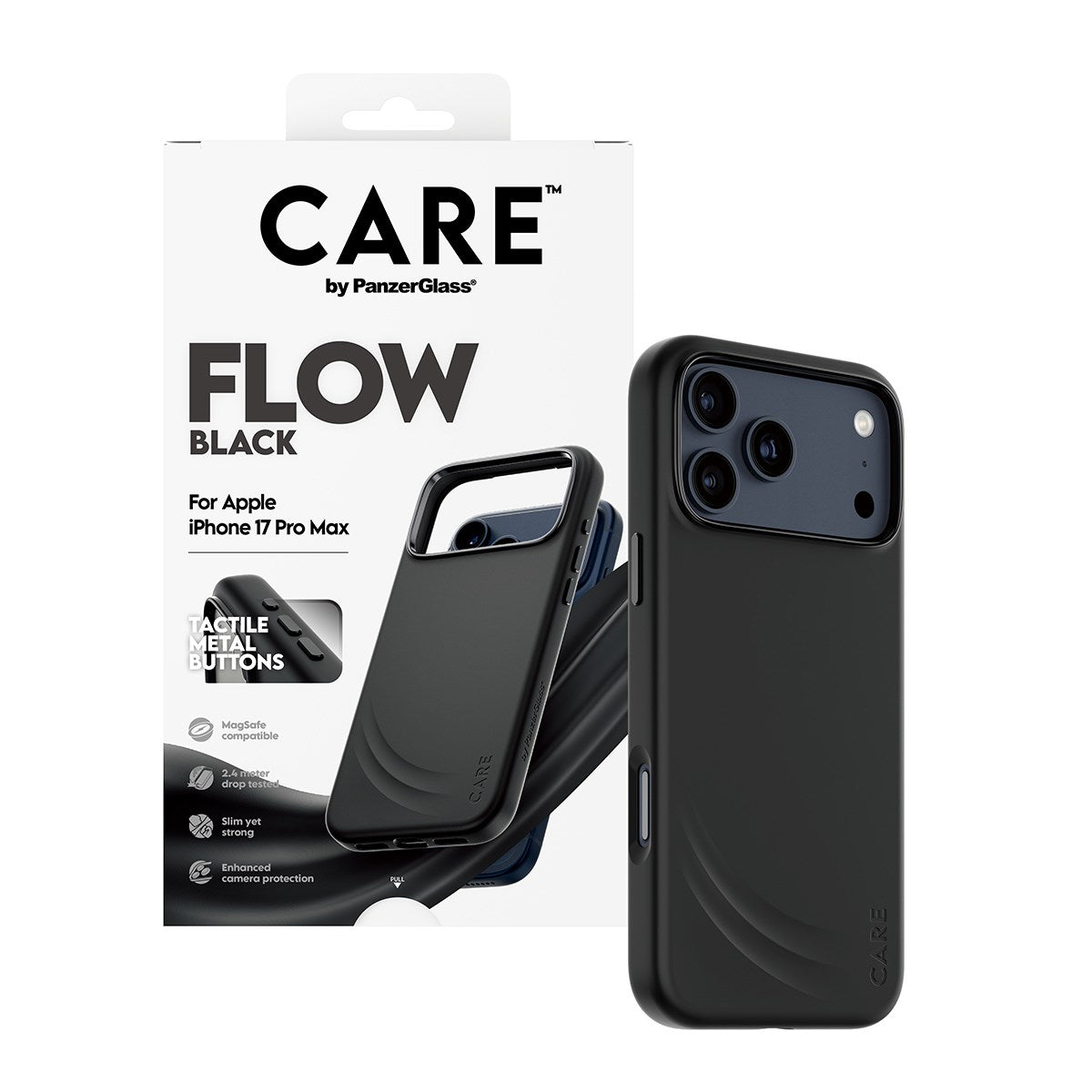 CARE by PanzerGlass® Feature FLOW Case Schwarz m. MagSafe iPhone 17 Pro Max