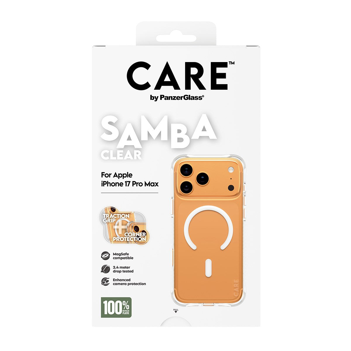 CARE by PanzerGlass® Fashionable Case Samba Transparent m. Weiß MagSafe iPhone 17 Pro Max