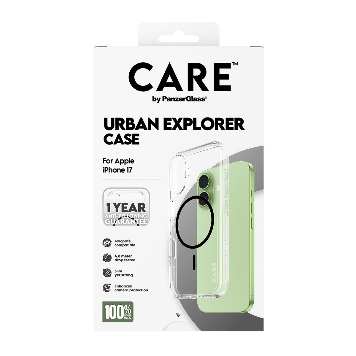 CARE by PanzerGlass® Flagship Case Transparent Urban Explorer m. Schwarz MagSafe iPhone 17