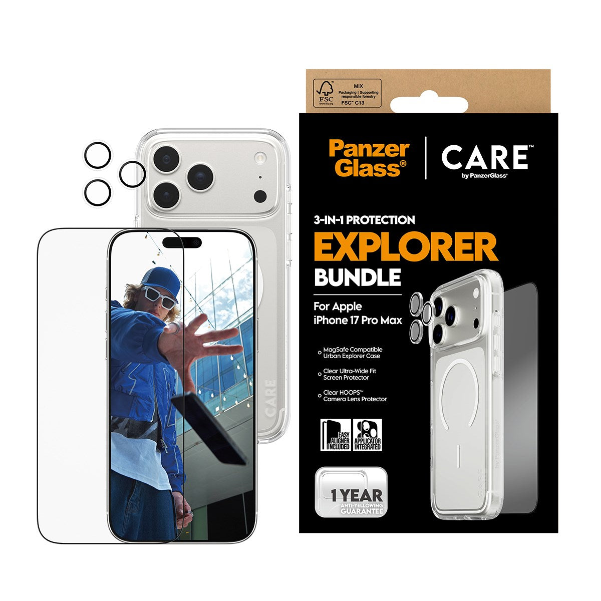 PanzerGlass® | CARE by PanzerGlass® Flagship 3-in-1 Urban Explorer Set iPhone 17 Pro Max