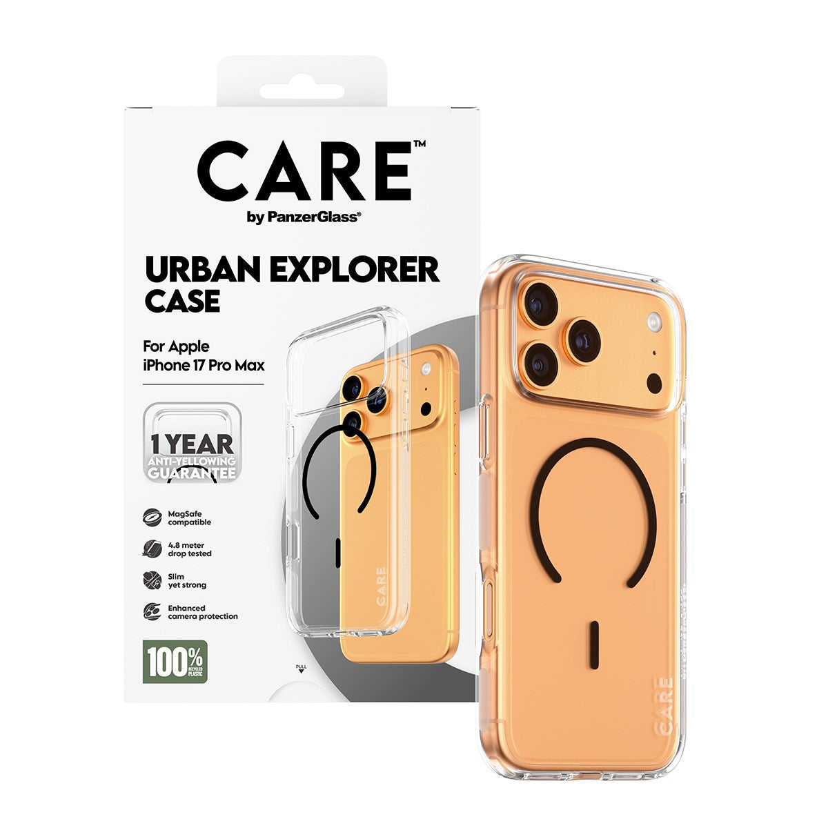 CARE by PanzerGlass® Flagship Case Transparent Urban Explorer m. Schwarz MagSafe iPhone 17 Pro Max