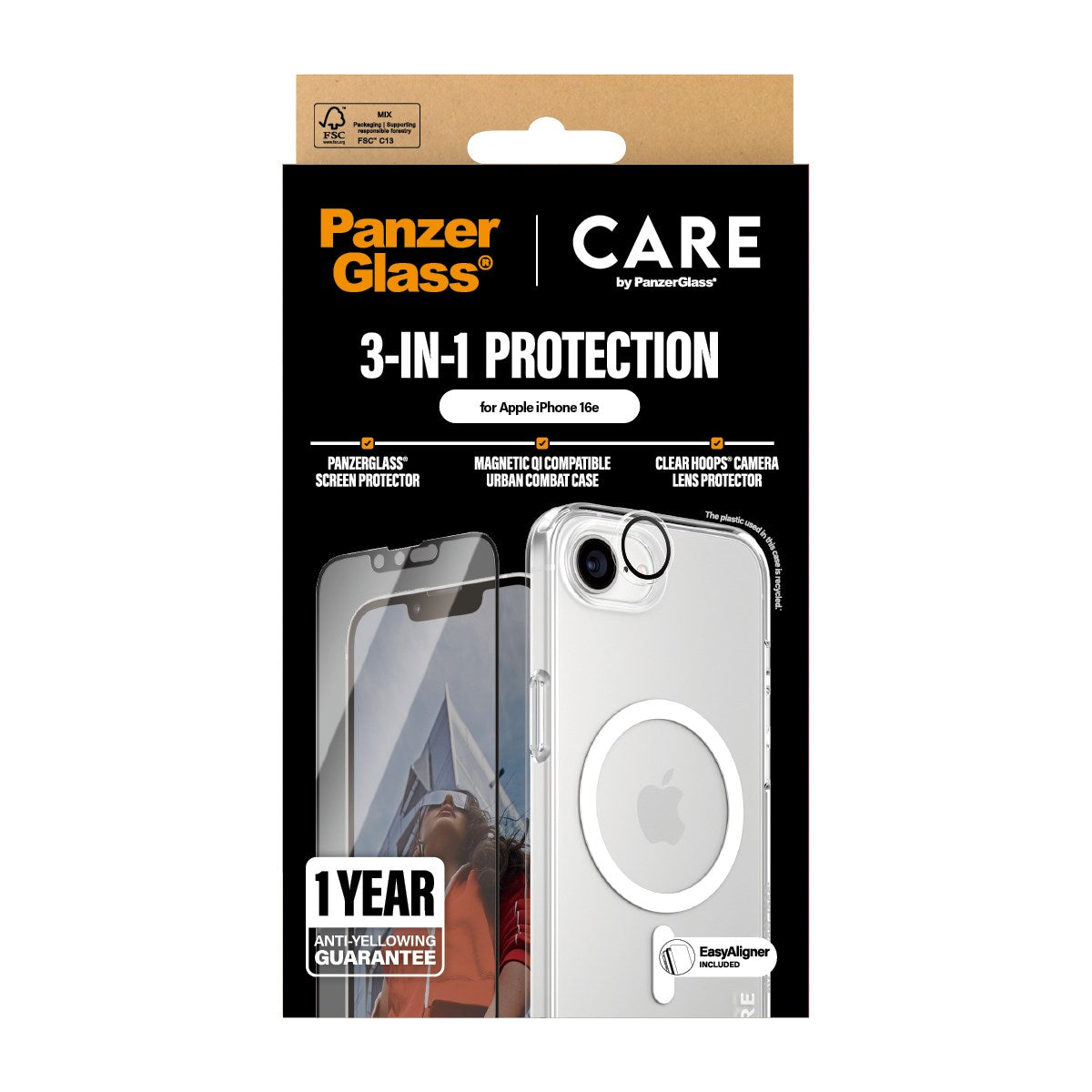 CARE by PanzerGlass® Flagship 3-in-1 Set iPhone 16e