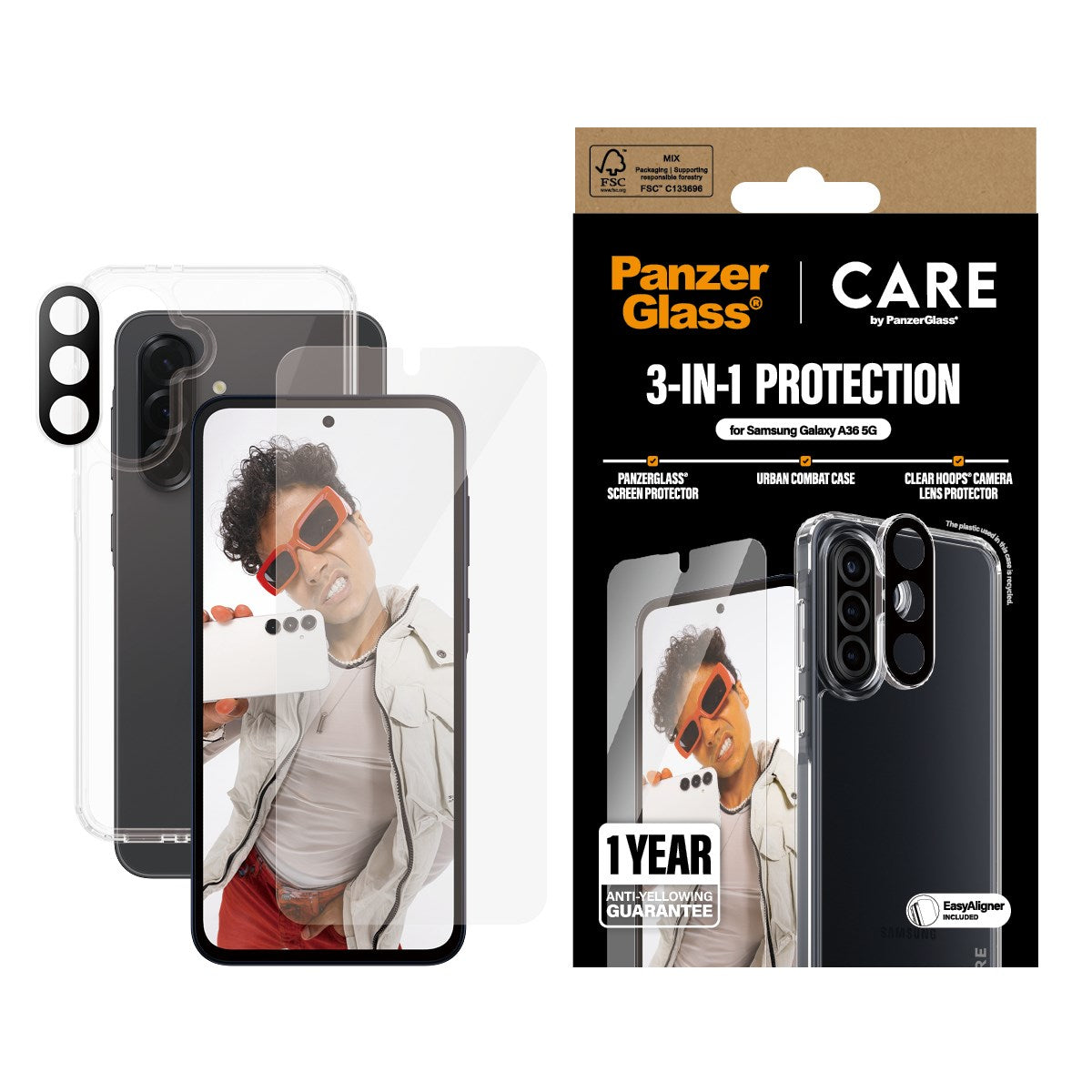 CARE by PanzerGlass® Flagship 3-in-1 Set Samsung Galaxy A36 5G