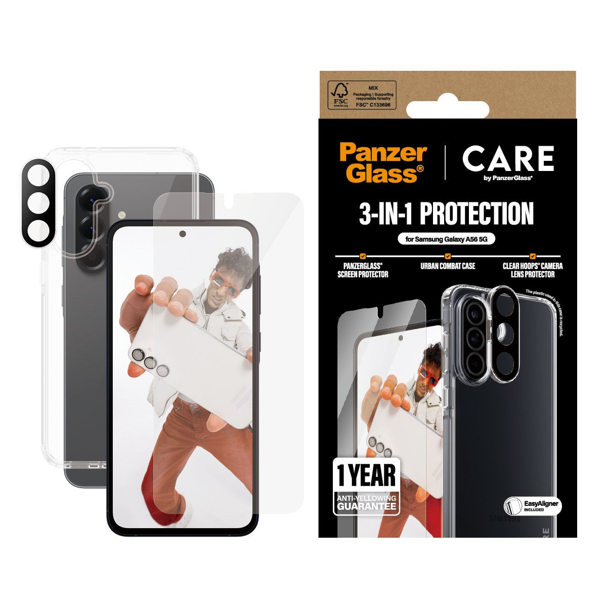 CARE by PanzerGlass® Flagship 3-in-1 Set Samsung Galaxy A56 5G