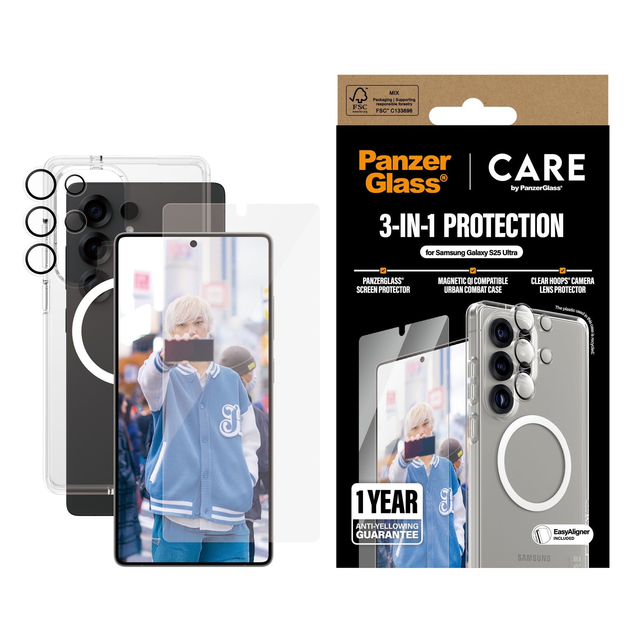 CARE by PanzerGlass® Flagship 3-in-1 Set Samsung Galaxy S25 Ultra