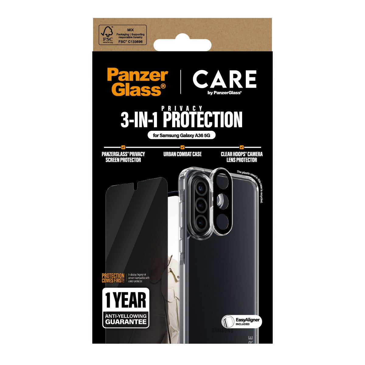 CARE by PanzerGlass® Flagship 3-in-1 Privacy Set Samsung Galaxy A36 5G