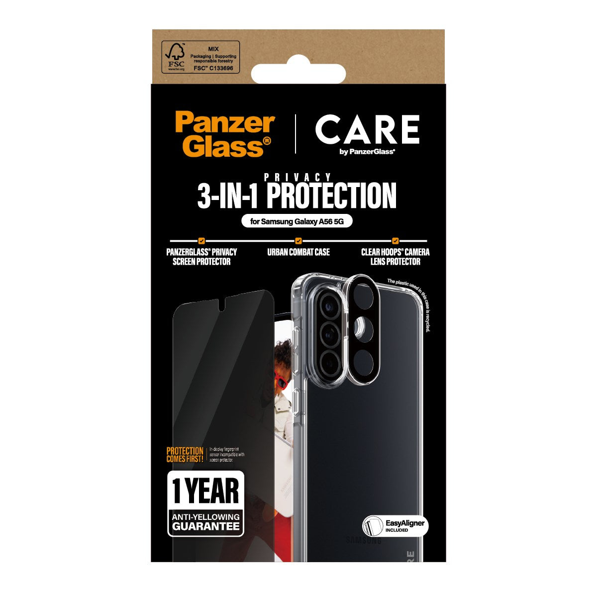 CARE by PanzerGlass® Flagship 3-in-1 Privacy Set Samsung Galaxy A56 5G