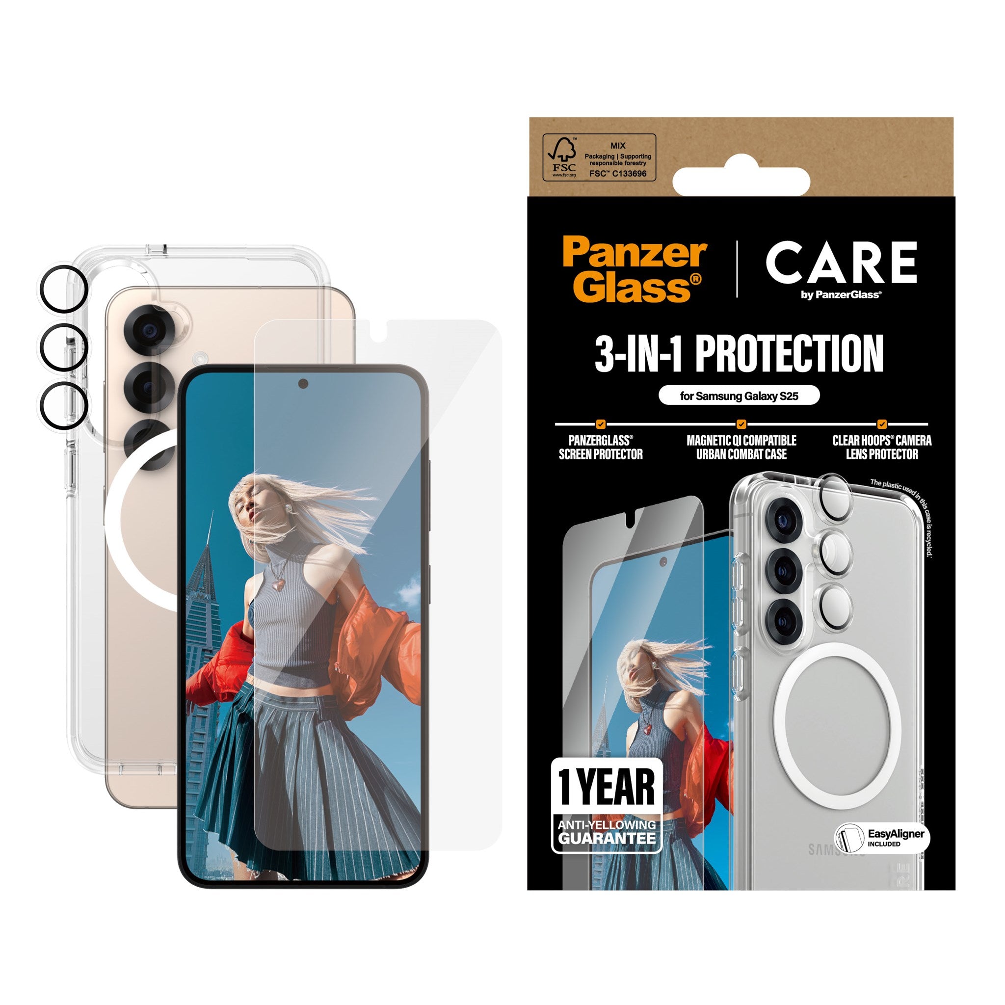 CARE by PanzerGlass® Flagship 3-in-1 Set Samsung Galaxy S25