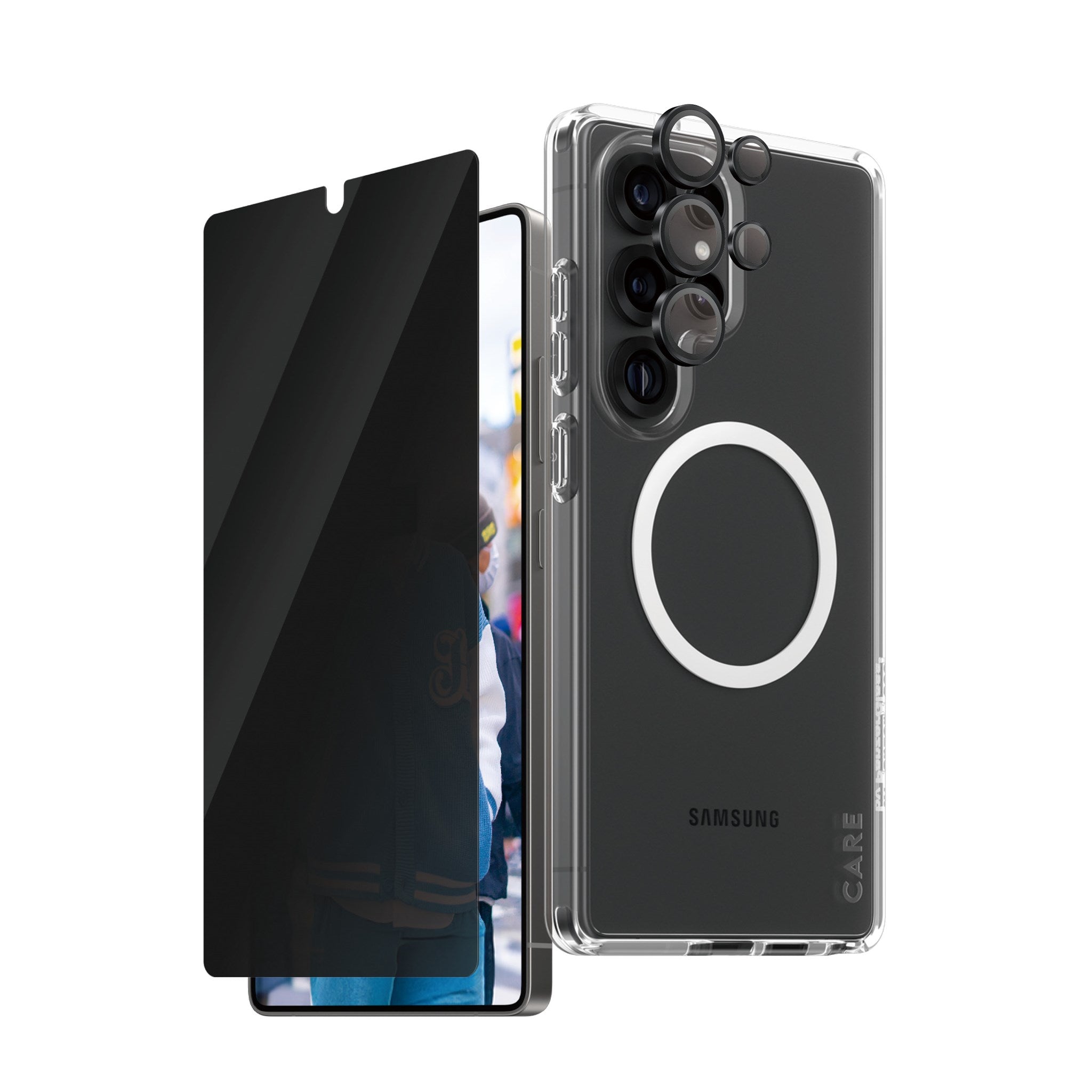 CARE by PanzerGlass® Flagship 3-in-1 Privacy Set Samsung Galaxy S25 Ultra