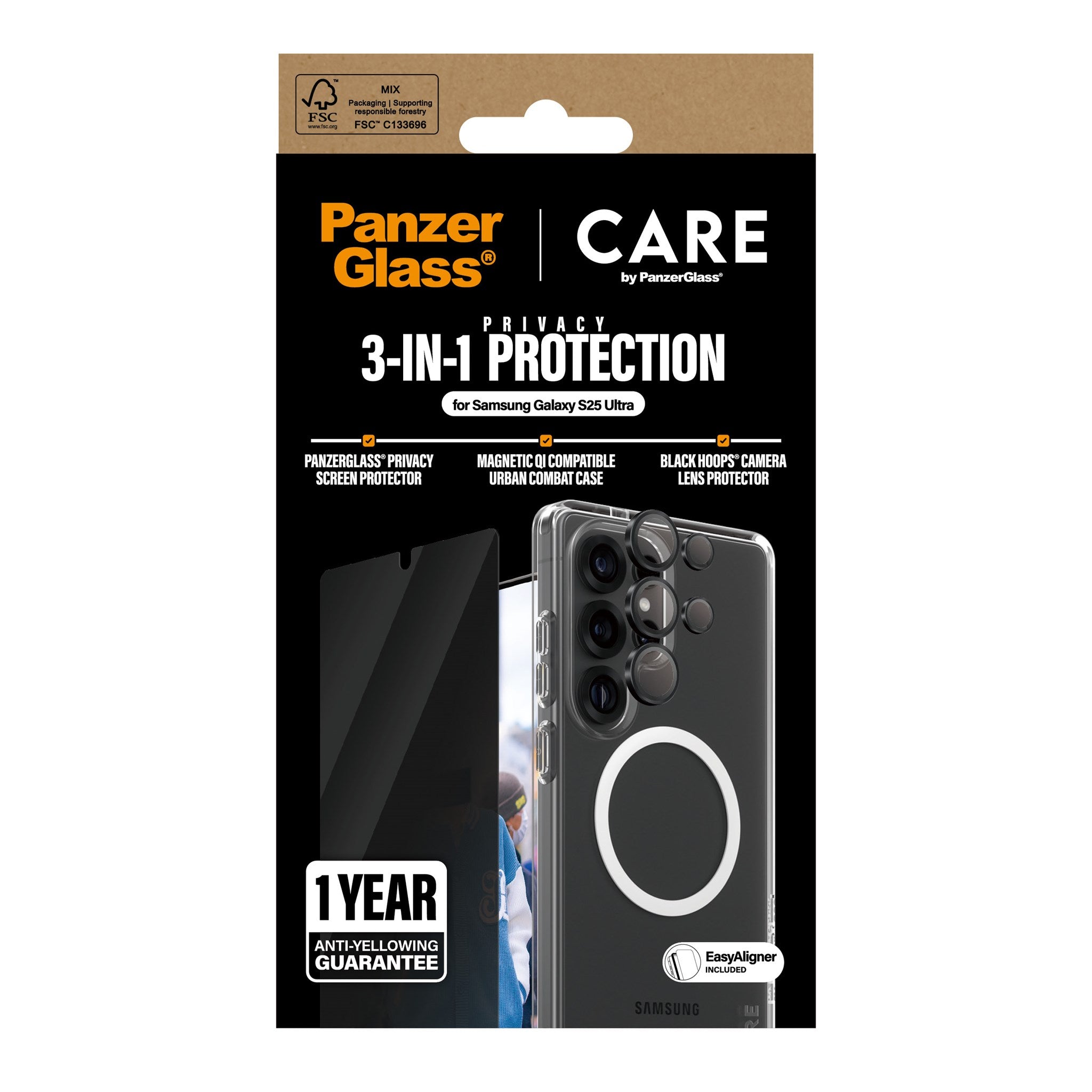CARE by PanzerGlass® Flagship 3-in-1 Privacy Set Samsung Galaxy S25 Ultra