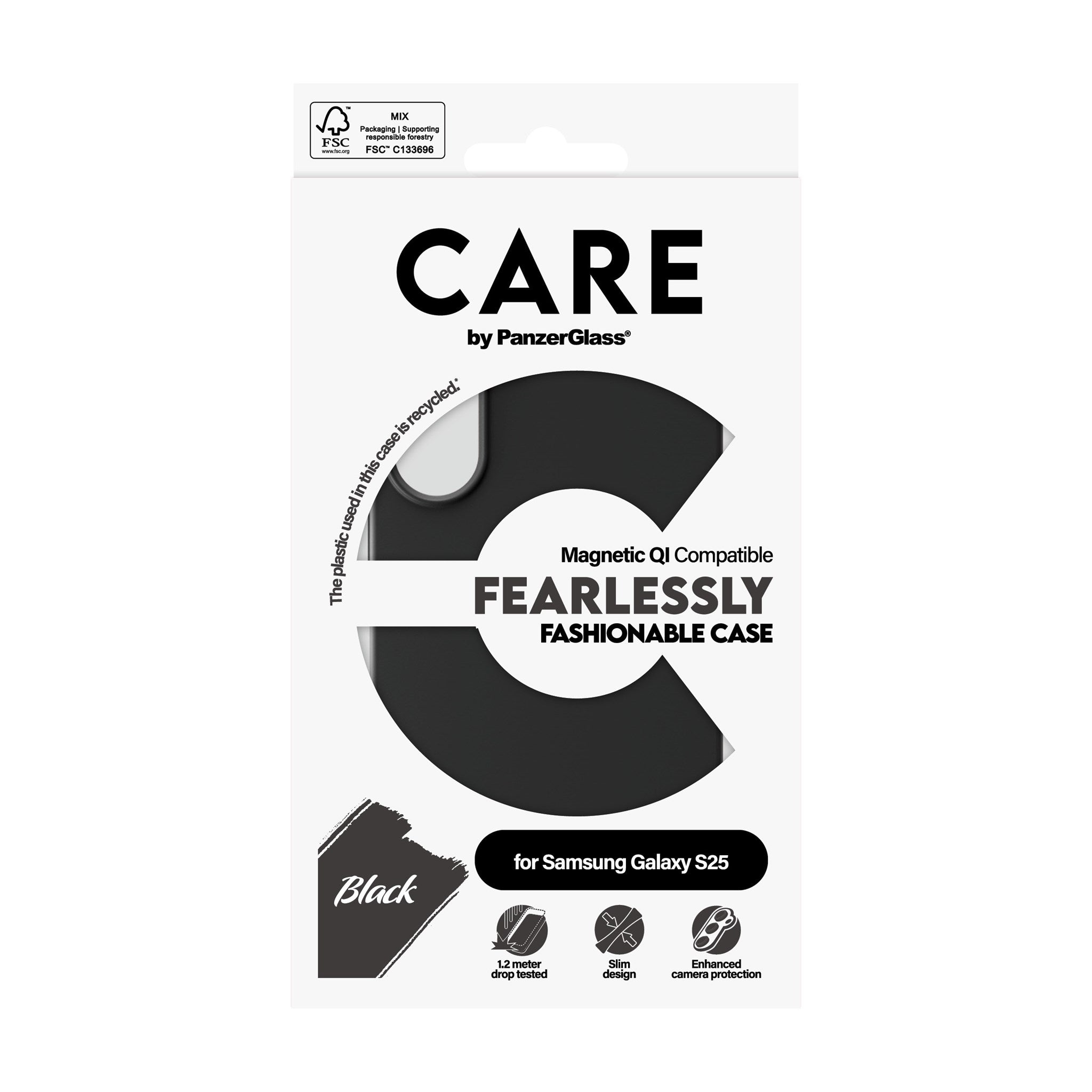 CARE by PanzerGlass® Fashionable Case Schwarz m. Qi Compatible Samsung Galaxy S25