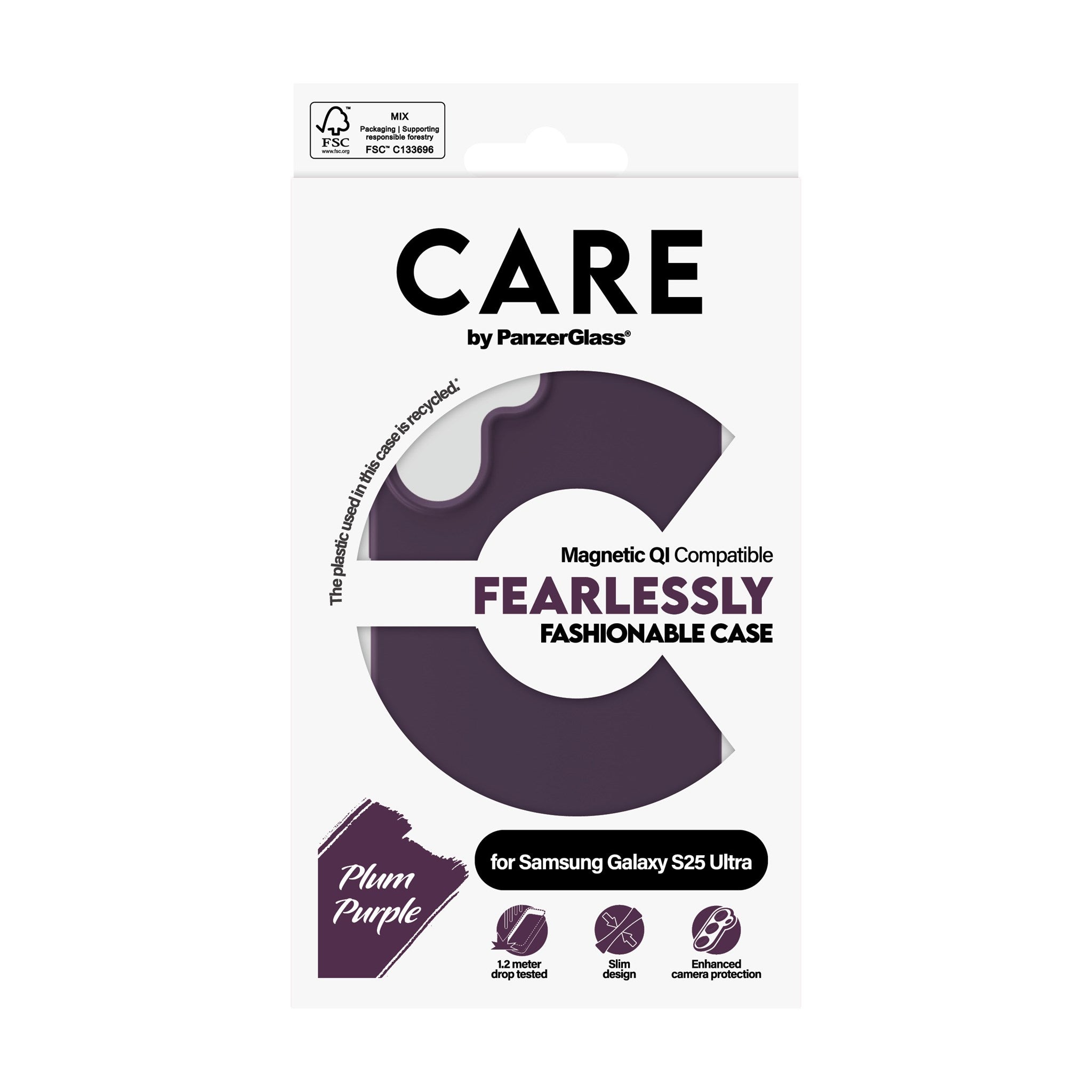 CARE by PanzerGlass® Fashionable Case Plum Purple m. Qi Compatible Samsung Galaxy S25 Ultra