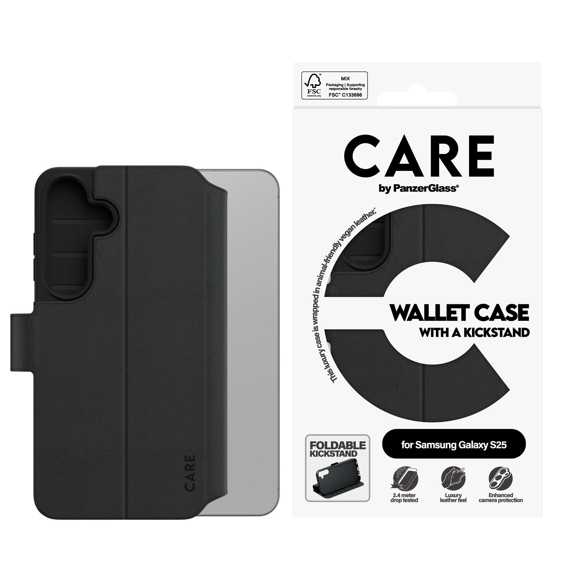 CARE by PanzerGlass® Feature Wallet Case m. Kickstand Samsung Galaxy S25