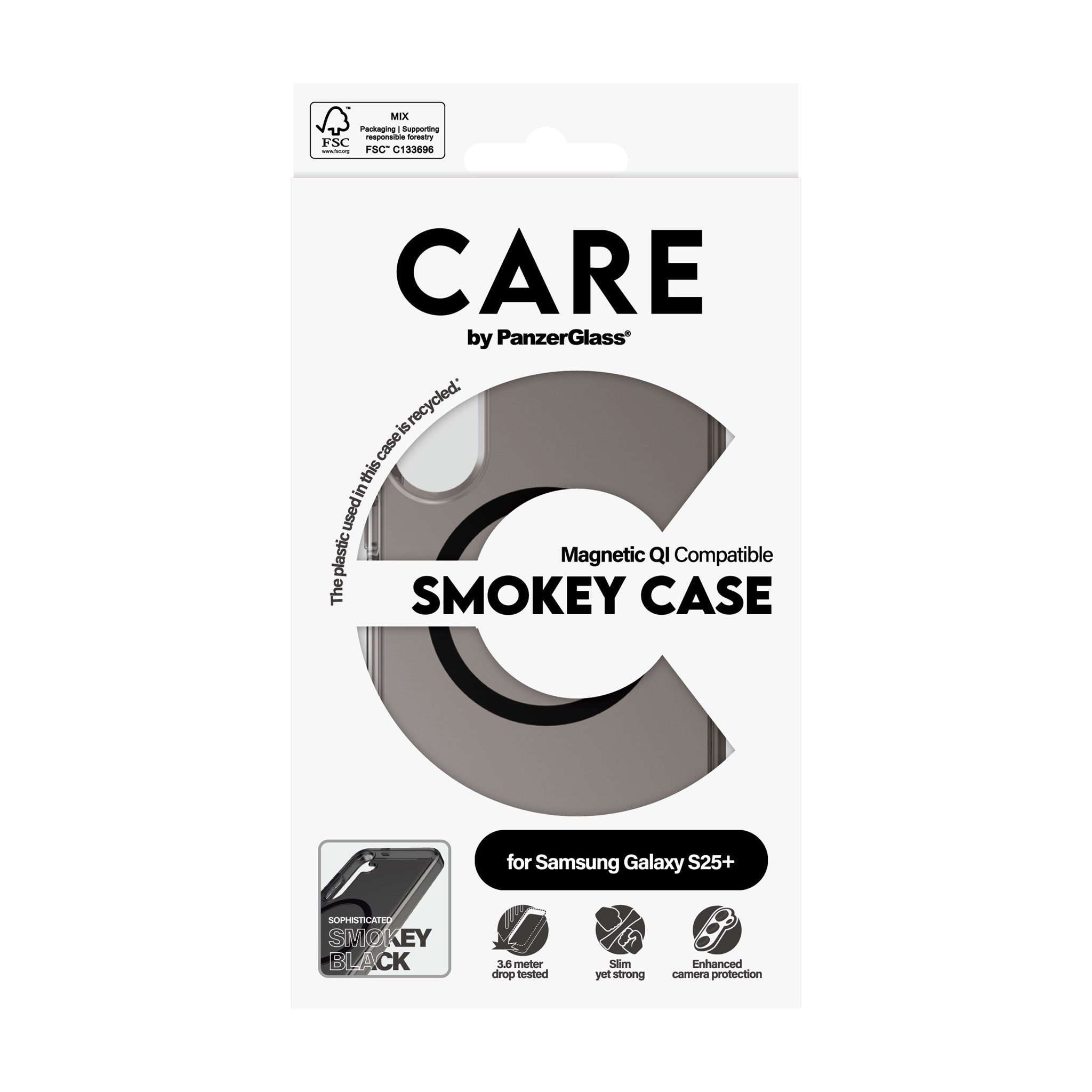 CARE by PanzerGlass® Flagship Case Urban Combat Smokey m. Schwarz Qi Compatible Samsung Galaxy S25+
