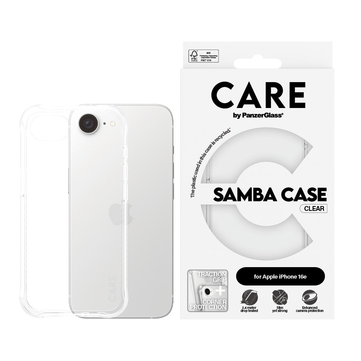 CARE by PanzerGlass® Fashionable Case Samba Transparent iPhone 16e