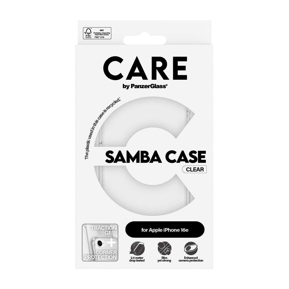 CARE by PanzerGlass® Fashionable Case Samba Transparent iPhone 16e