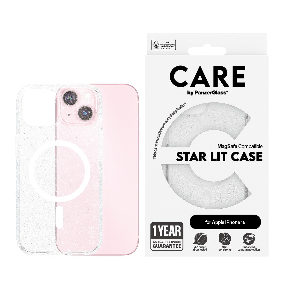 CARE by PanzerGlass® Flagship Case Urban Combat Star Lit m. Weiß MagSafe iPhone 15