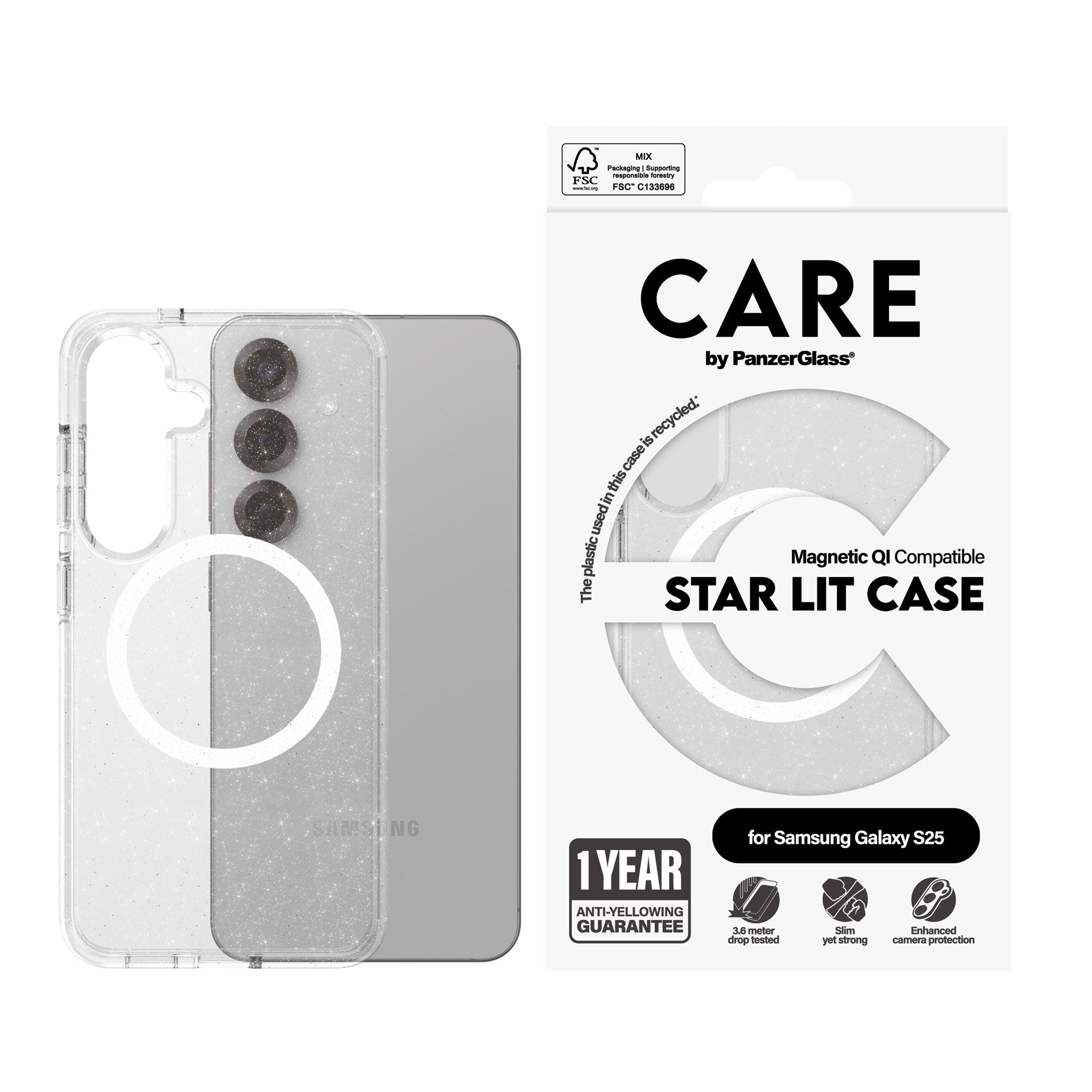 CARE by PanzerGlass® Flagship Case Urban Combat Star Lit m. Weiß Qi Compatible Samsung Galaxy S25