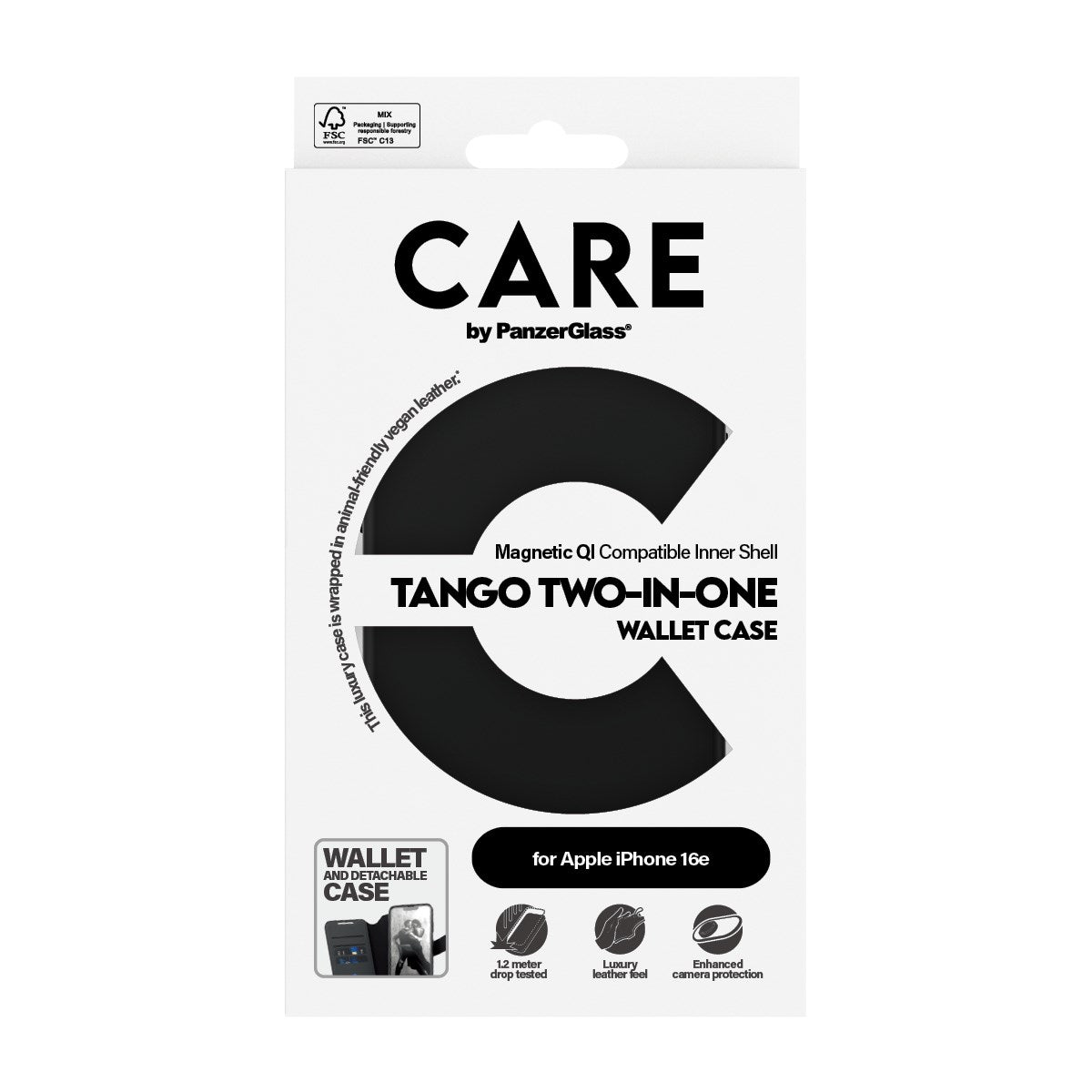 CARE by PanzerGlass® Feature Case Tango Two-in-One Wallet m. Qi-Compatible iPhone 16e