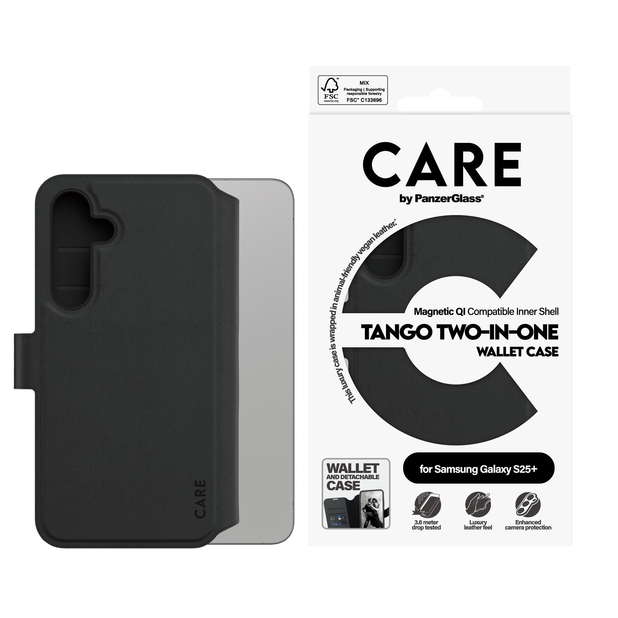 CARE by PanzerGlass® Feature Case Tango Two-in-One Wallet m. Qi Compatible Samsung Galaxy S25+