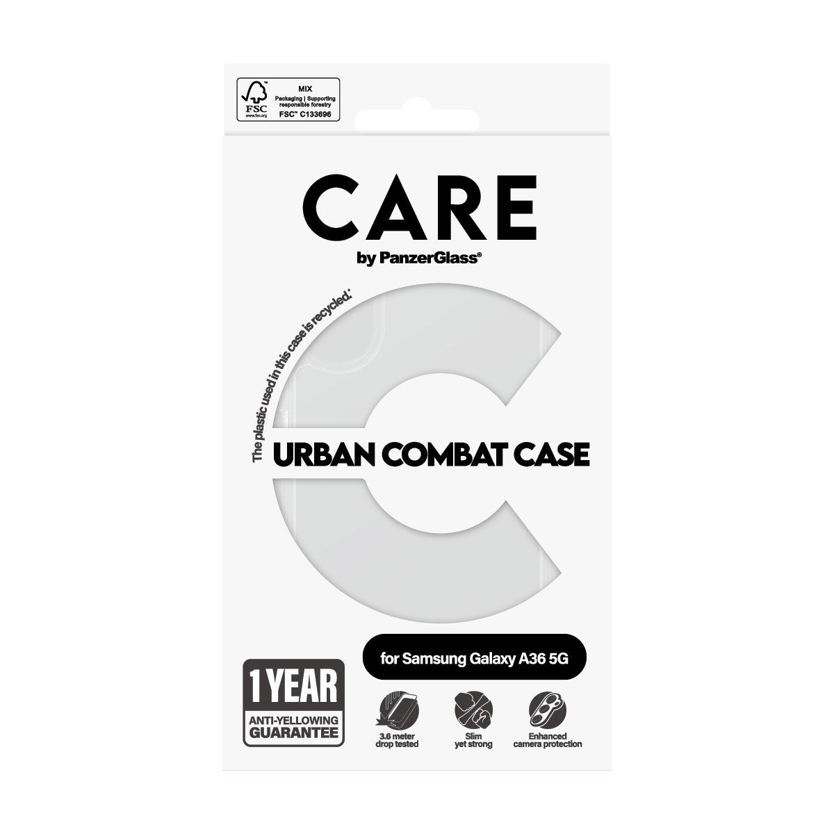 CARE by PanzerGlass® Flagship Case Transparent Urban Combat m. Klarer Rahmen Samsung Galaxy A36 5G