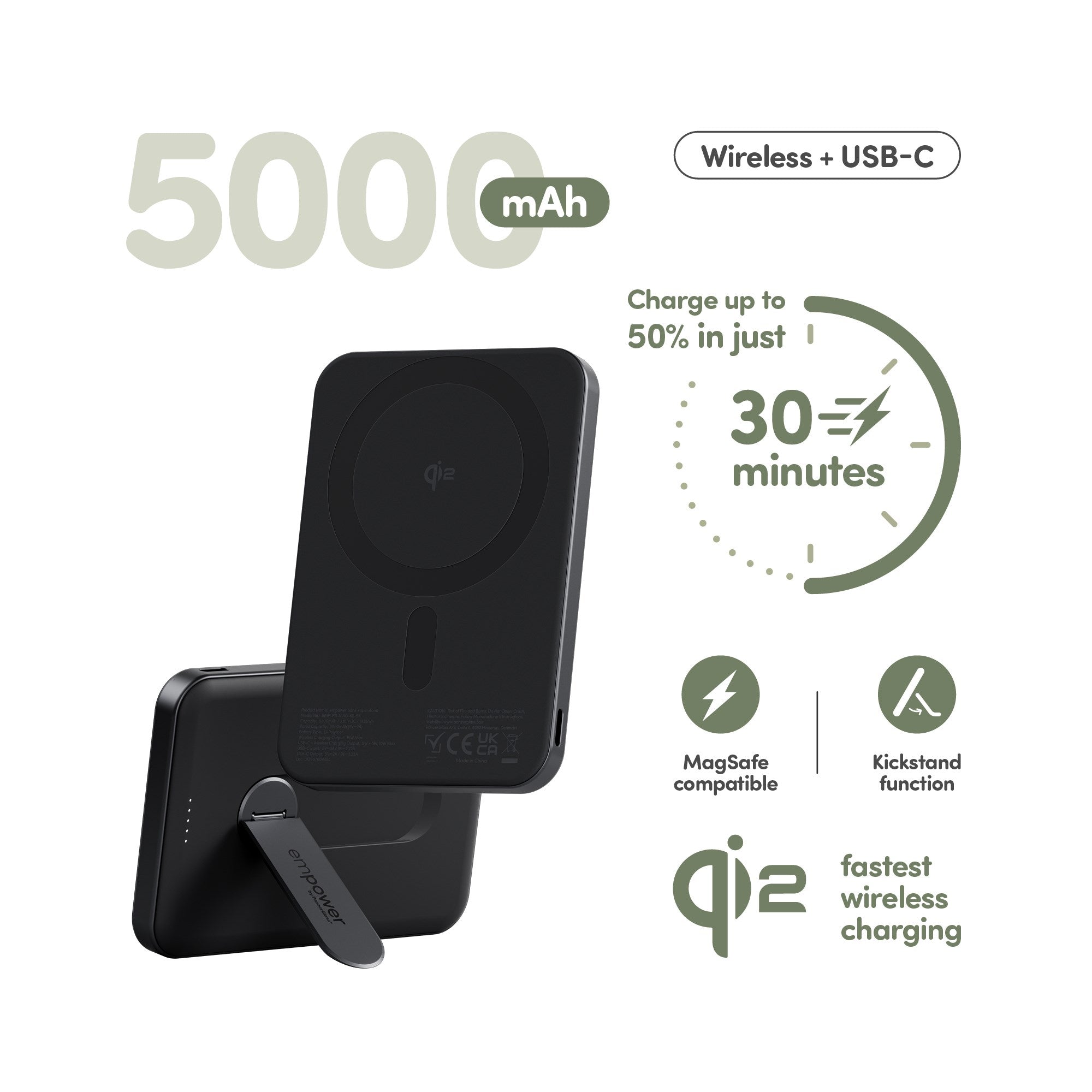 empower by PanzerGlass® empower Bank m. Spin Stand | 5000mAh | Weltall Schwarz