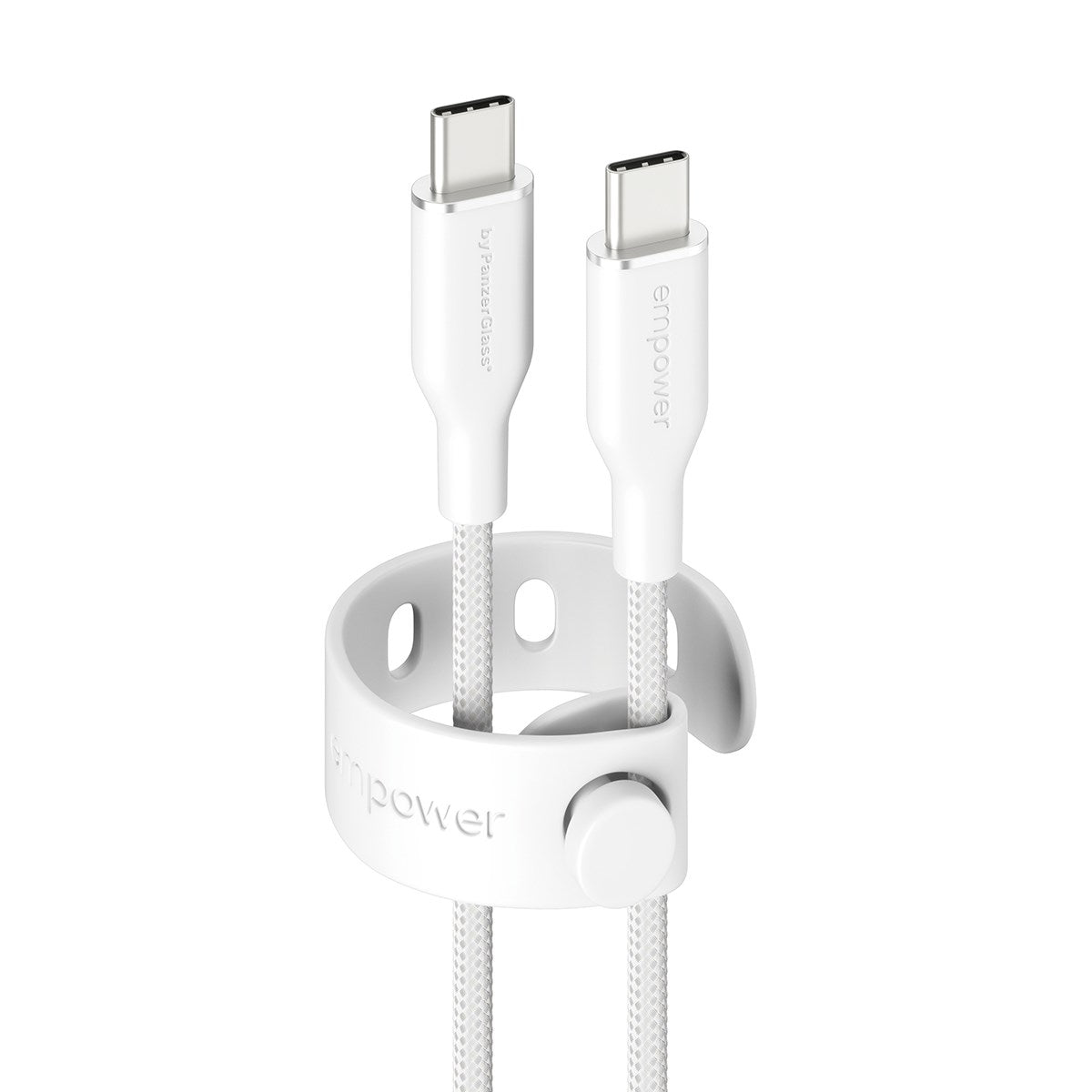 empower by PanzerGlass® Racing 60W USB-C to USB-C Kabel | USB 2.0 | 1.2M | Silber Weiss