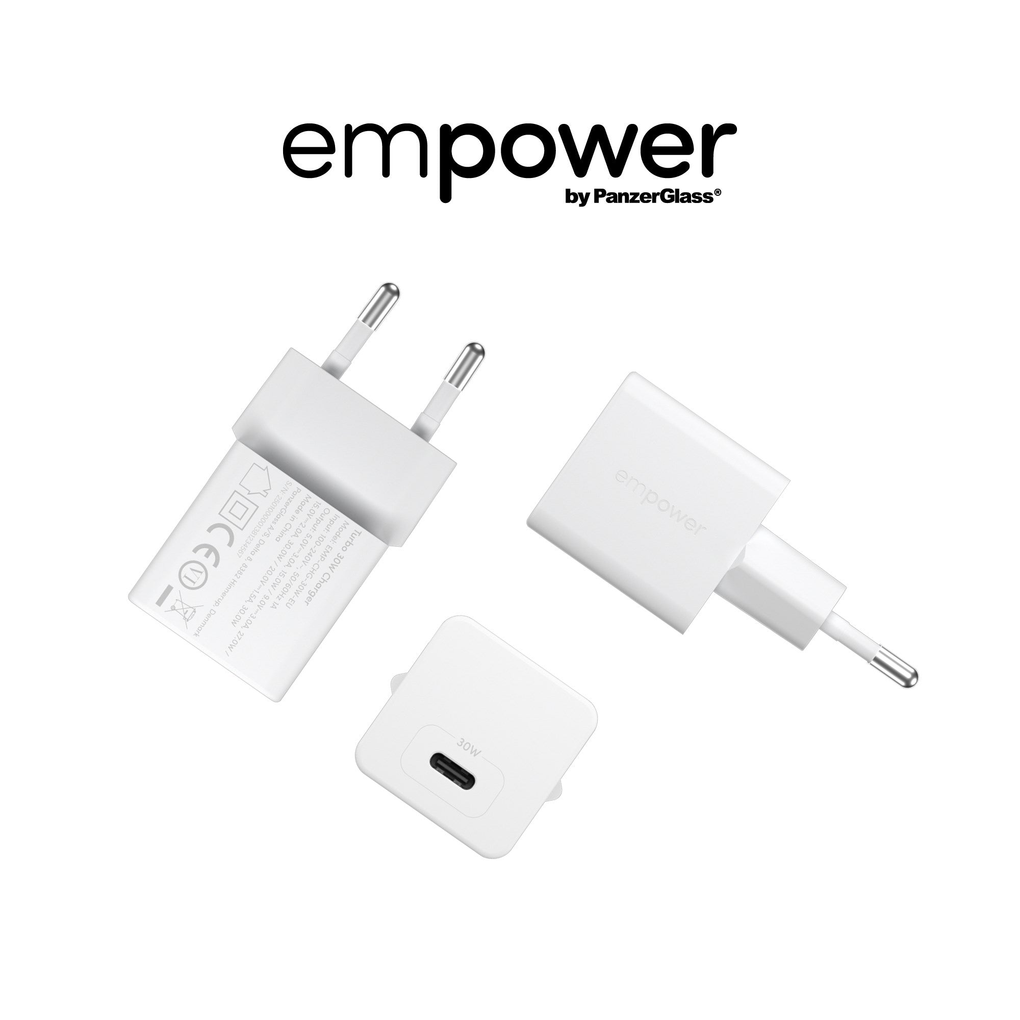 empower by PanzerGlass® Turbo 30W Ladegarät Single USB-C | EU Anschluss | Silber Weiss