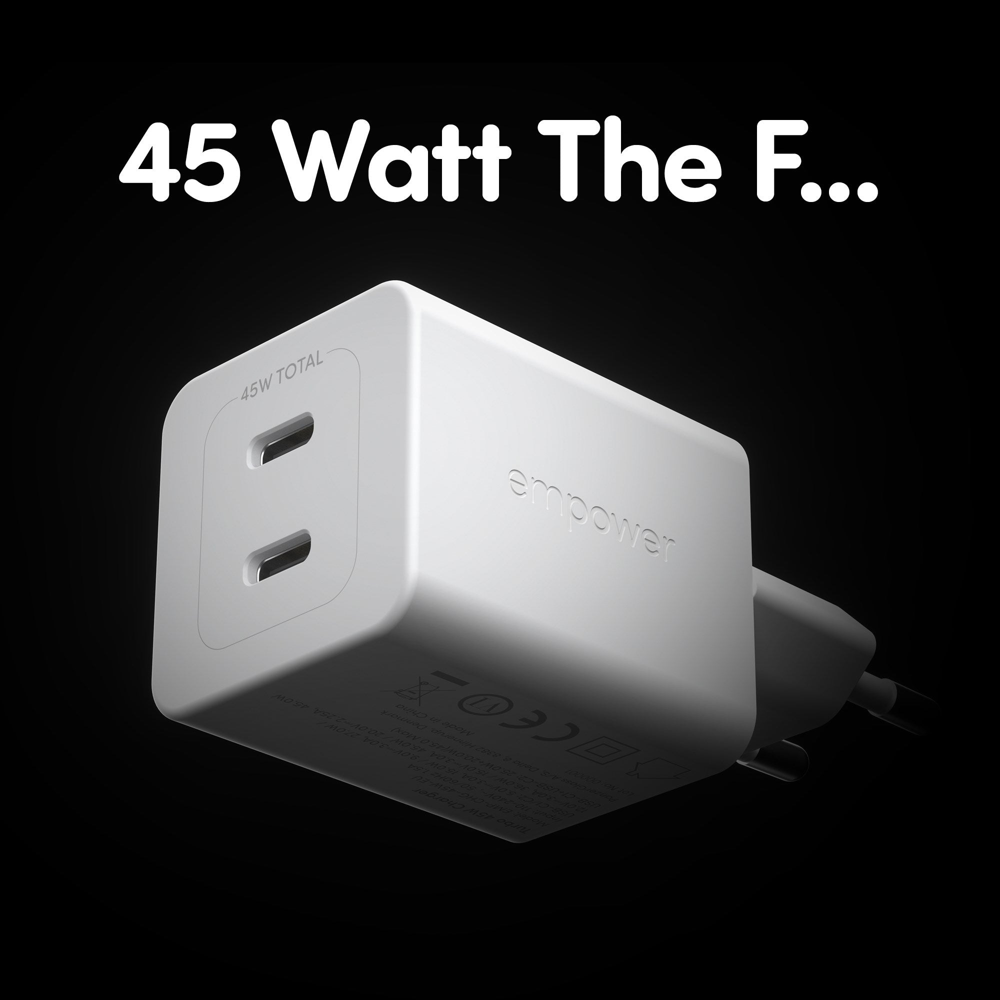 empower™ by PanzerGlass® Turbo 45W Ladegarät inkl. 2 x USB-C | EU Anschluss | Silber Weiss