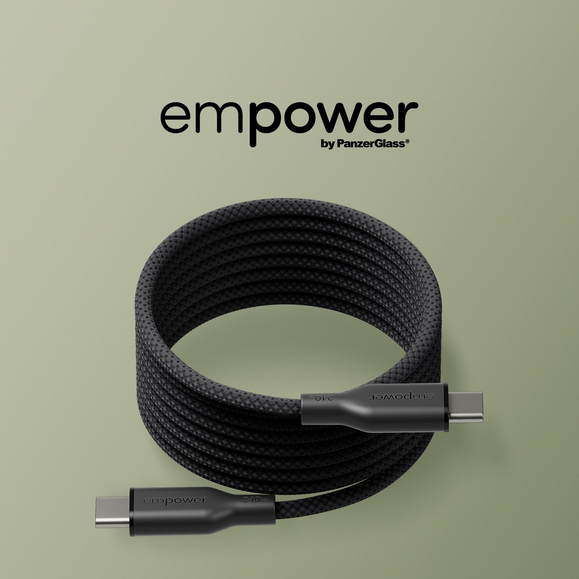 empower by PanzerGlass® Magnetic 240W USB-C to USB-C Kabel | USB 2.0 | 1.5M | Weltall Schwarz