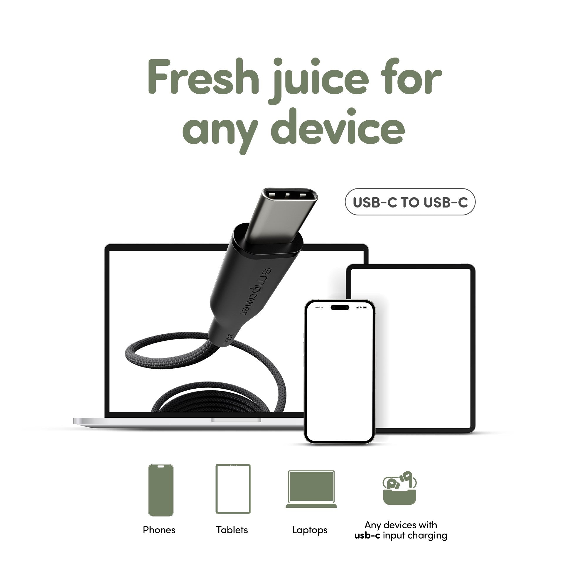 empower by PanzerGlass® Magnetic 240W USB-C to USB-C Kabel | USB 2.0 | 1.5M | Weltall Schwarz