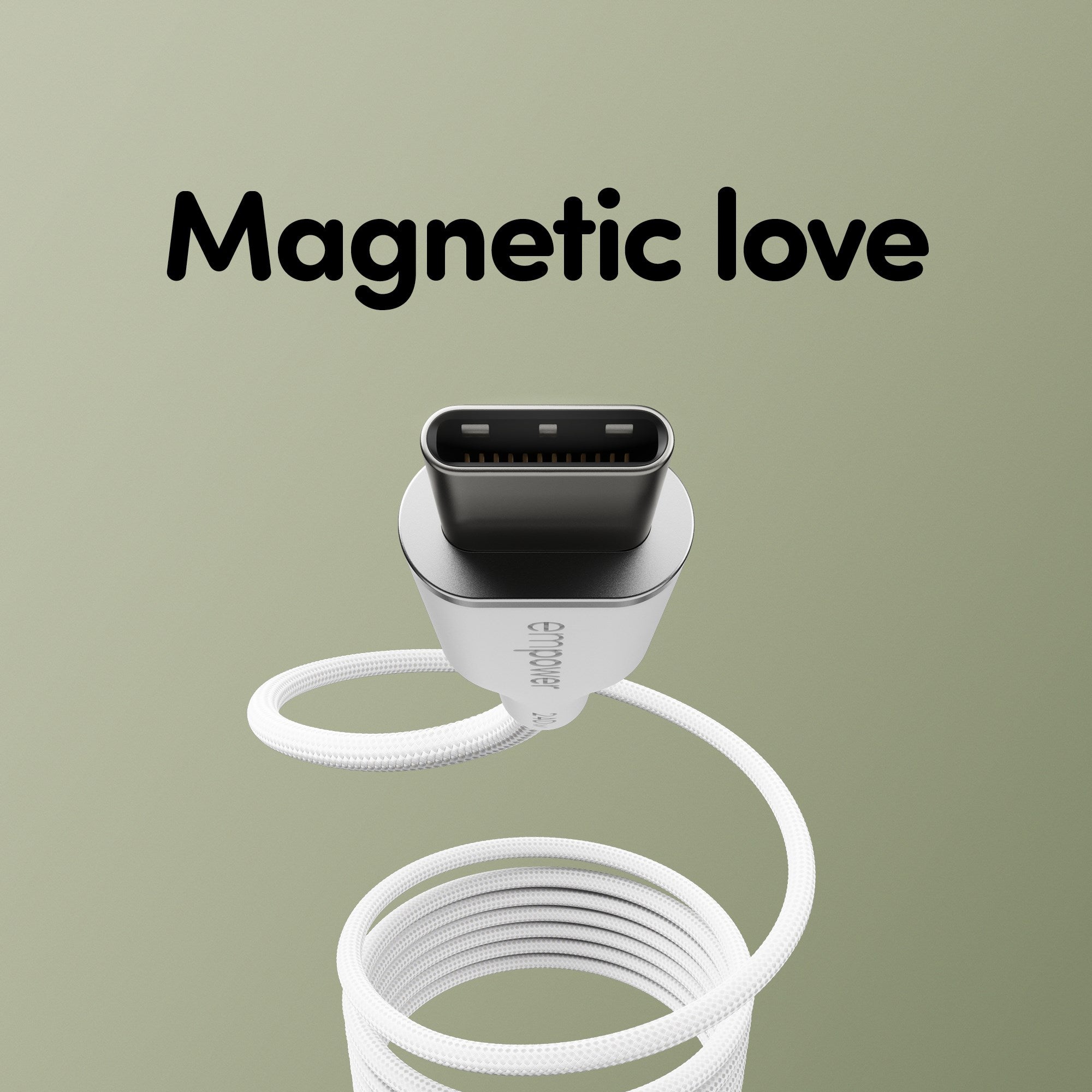 empower by PanzerGlass® Magnetic 240W USB-C to USB-C Kabel | USB 2.0 | 1.5M |Silber Weiss