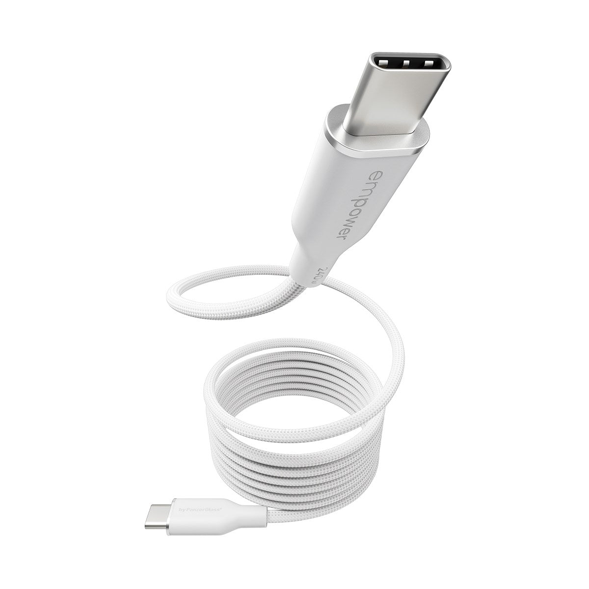 empower by PanzerGlass® Magnetic 240W USB-C to USB-C Kabel | USB 2.0 | 1.5M |Silber Weiss