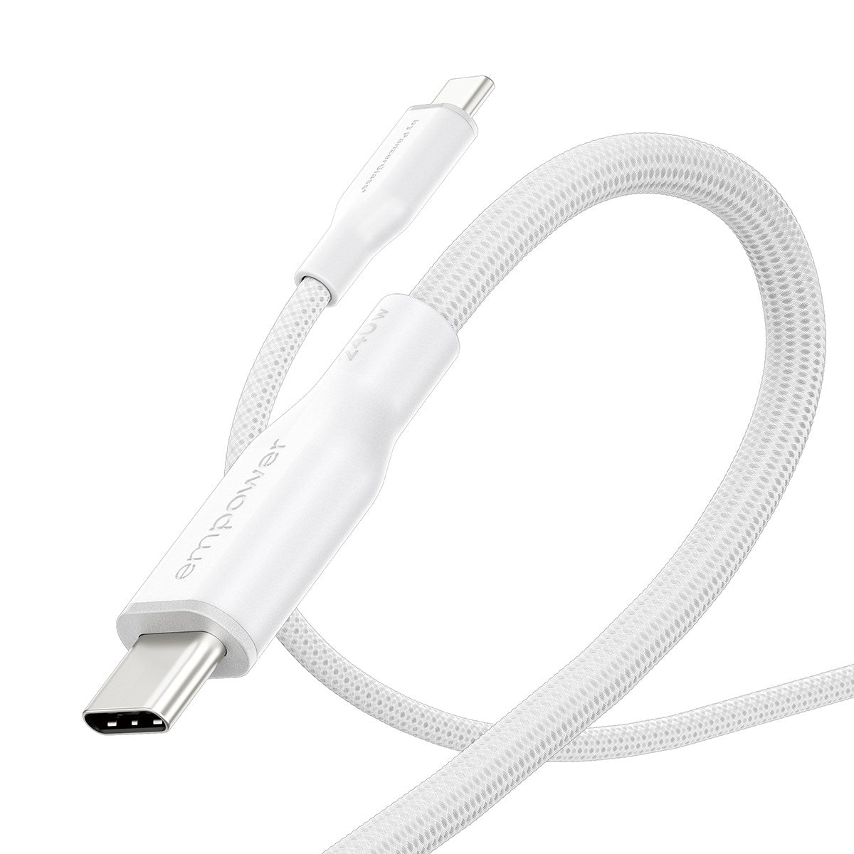 empower by PanzerGlass® Racing 240W USB-C to USB-C Kabel | USB 2.0 | 2M | Silber Weiss