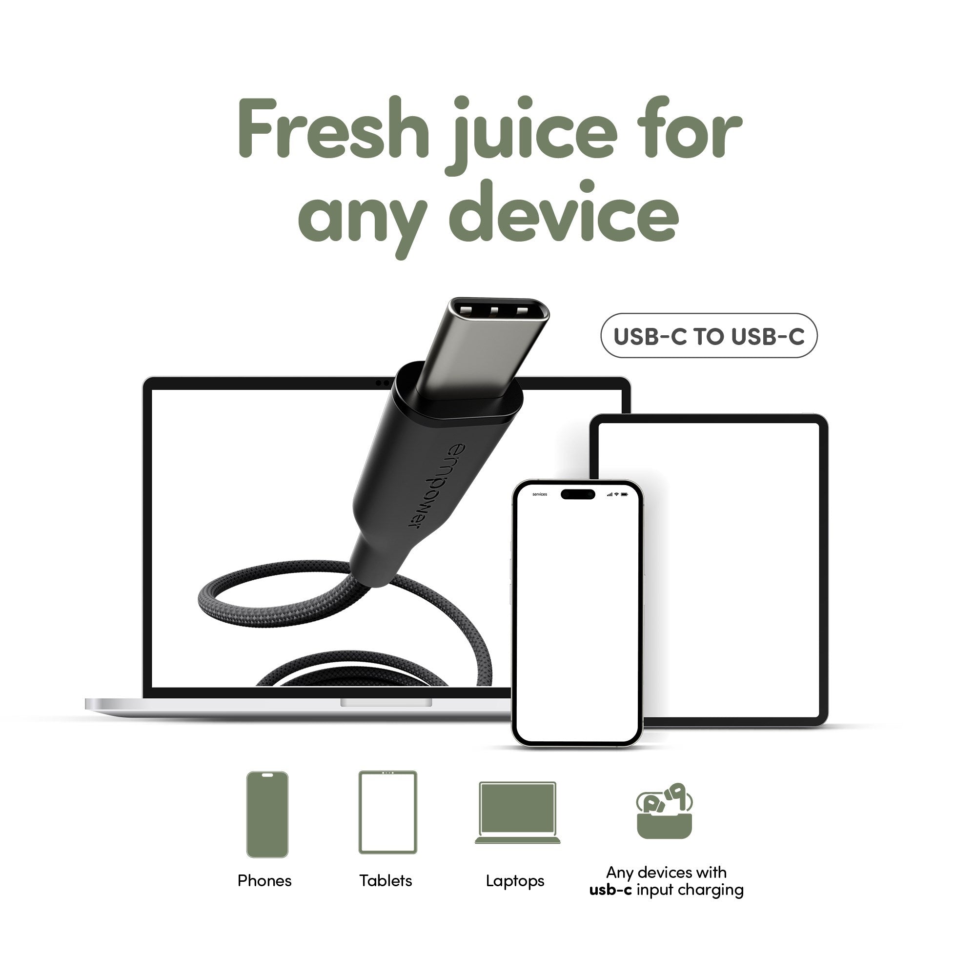 empower by PanzerGlass® Racing 60W USB-C to USB-C Kabel | USB 2.0 | 1.2M | Weltall Schwarz