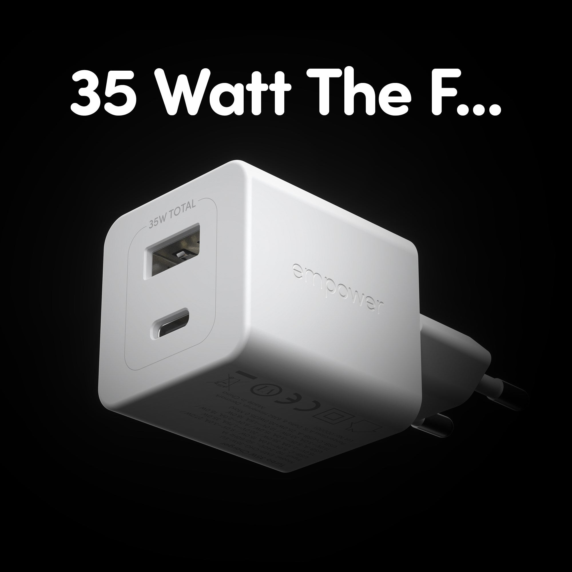 empower™ by PanzerGlass® Turbo 35W Ladegarät inkl. USB-C + USB-A | EU Anschluss | Silber Weiss