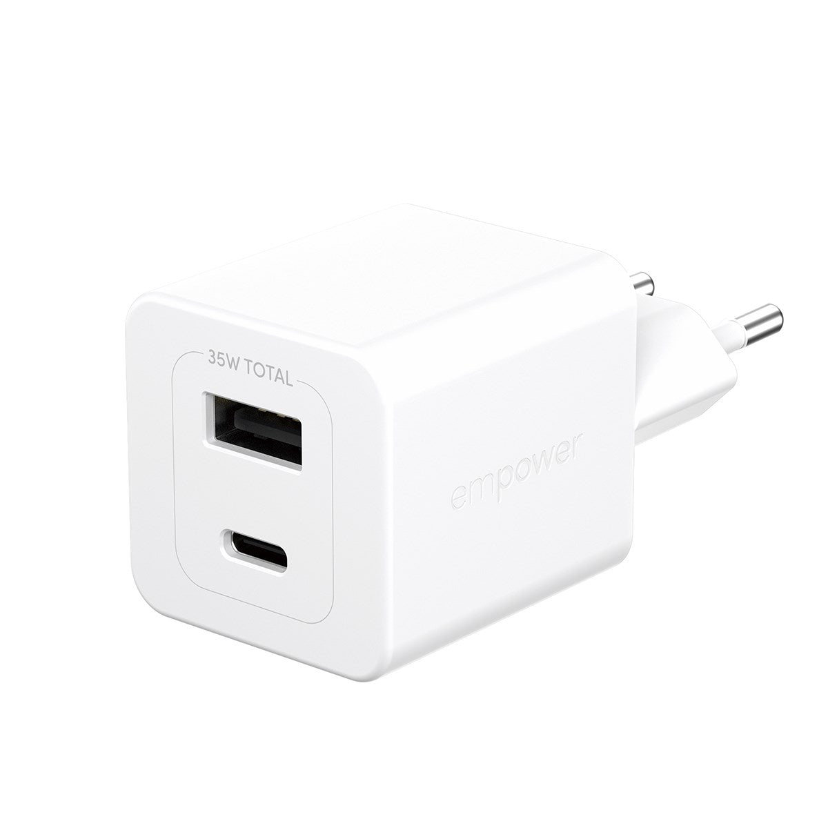 empower by PanzerGlass® Turbo 35W Ladegarät inkl. USB-C + USB-A | EU Anschluss | Silber Weiss