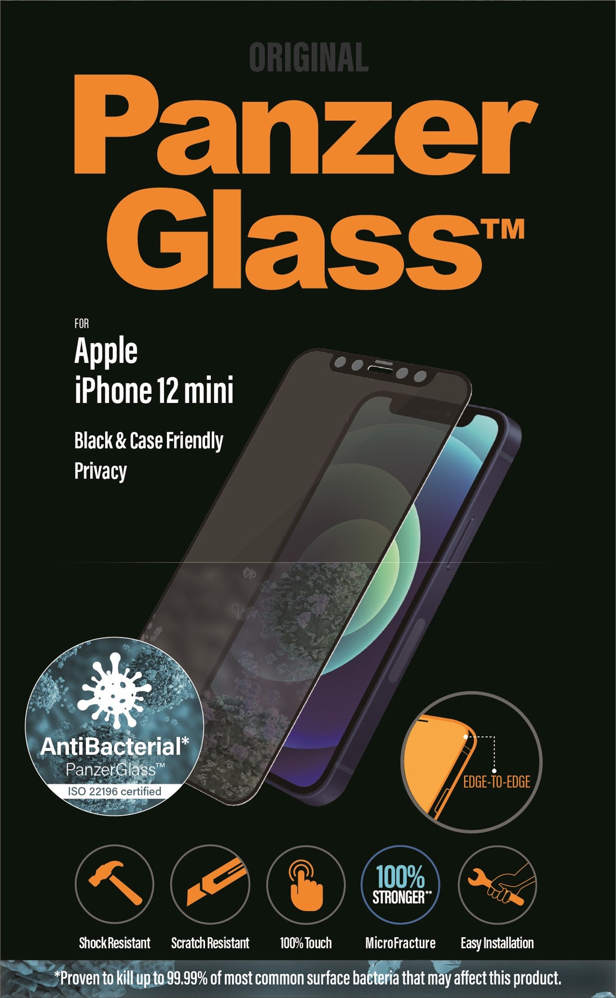 PanzerGlass® Privacy Displayschutzglas iPhone 12 Mini | Edge-to-Edge