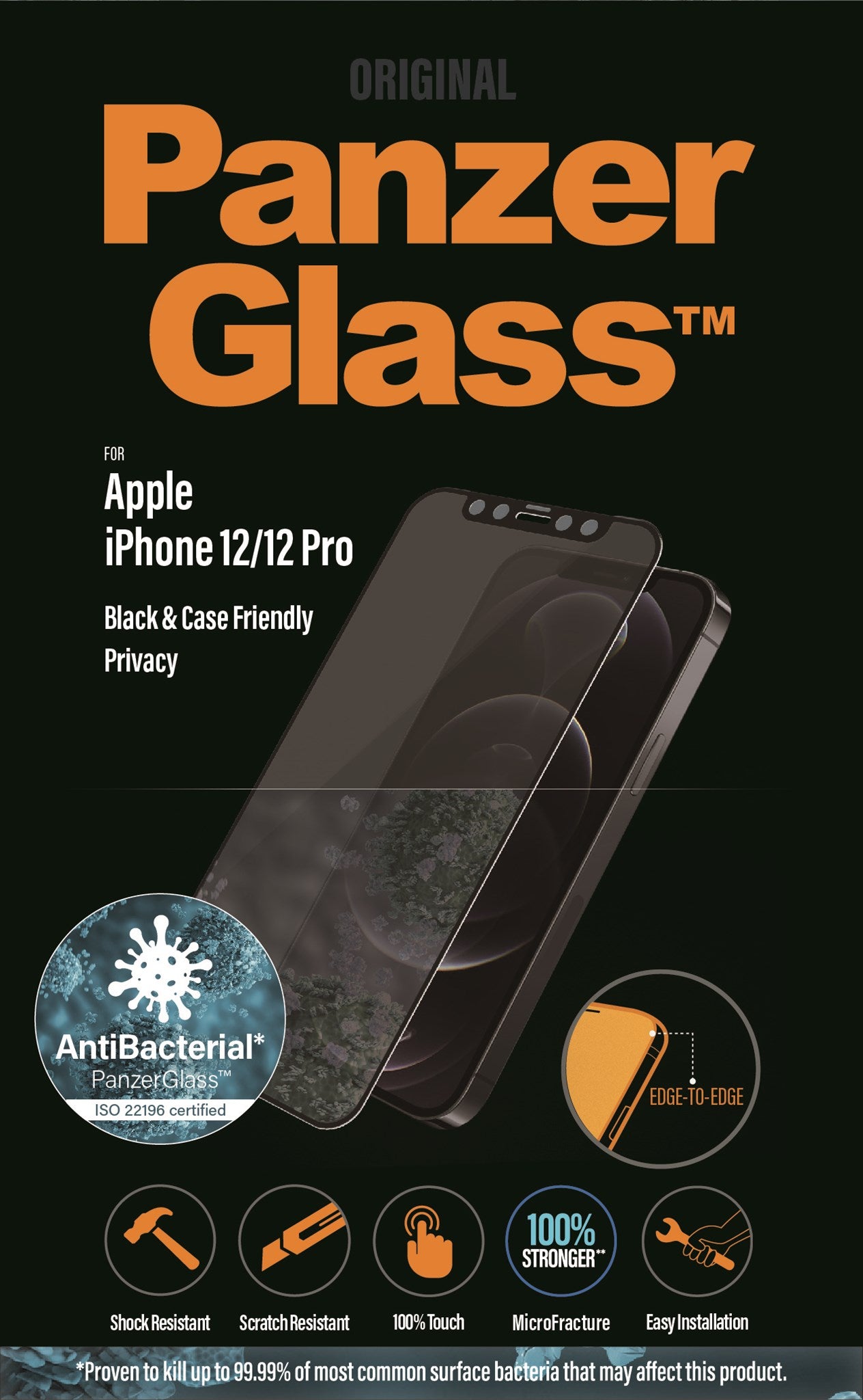 PanzerGlass® Privacy Displayschutzglas iPhone 12 | 12 Pro | Edge-to-Edge
