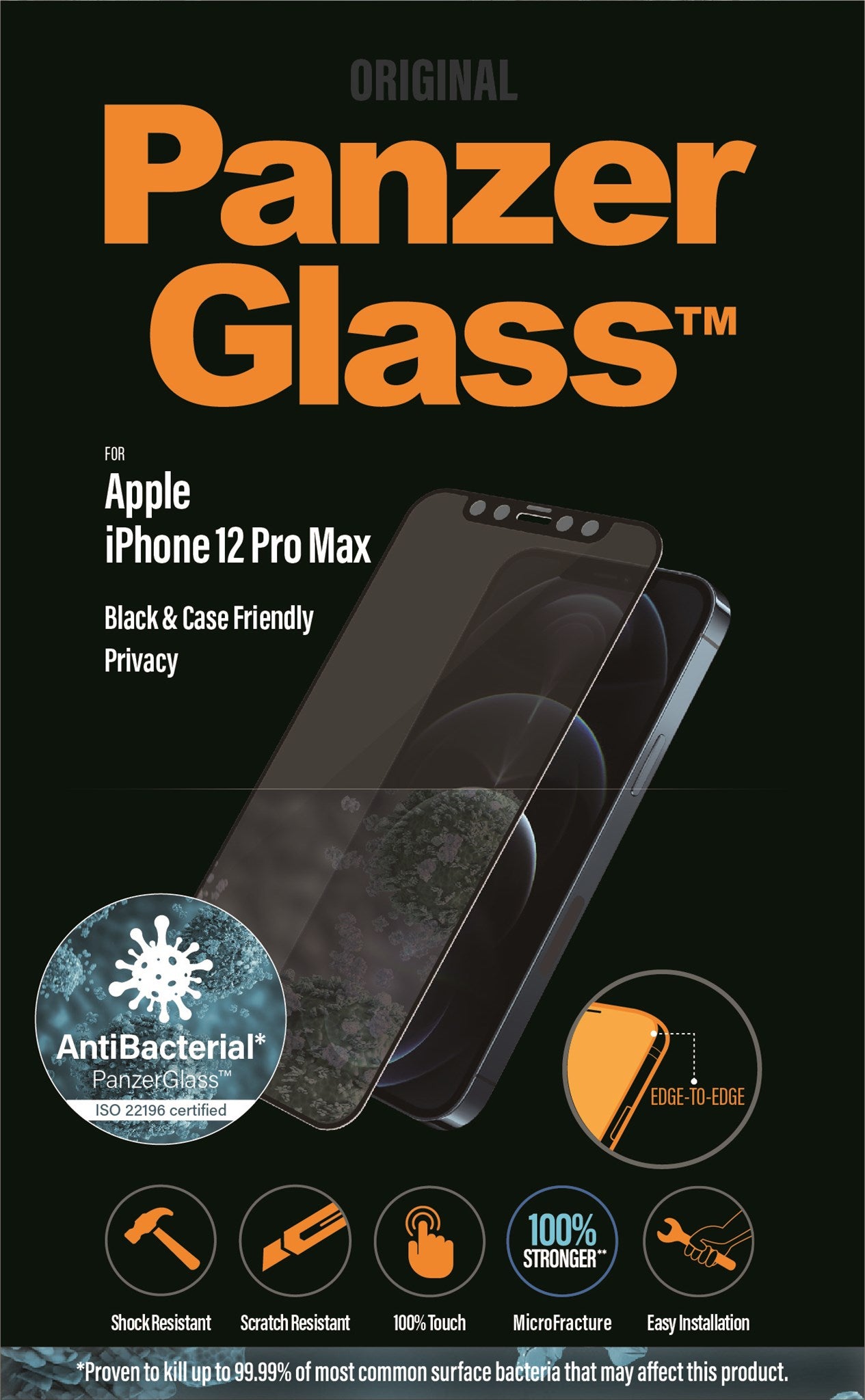 PanzerGlass® Privacy Displayschutzglas iPhone 12 Pro Max | Edge-to-Edge