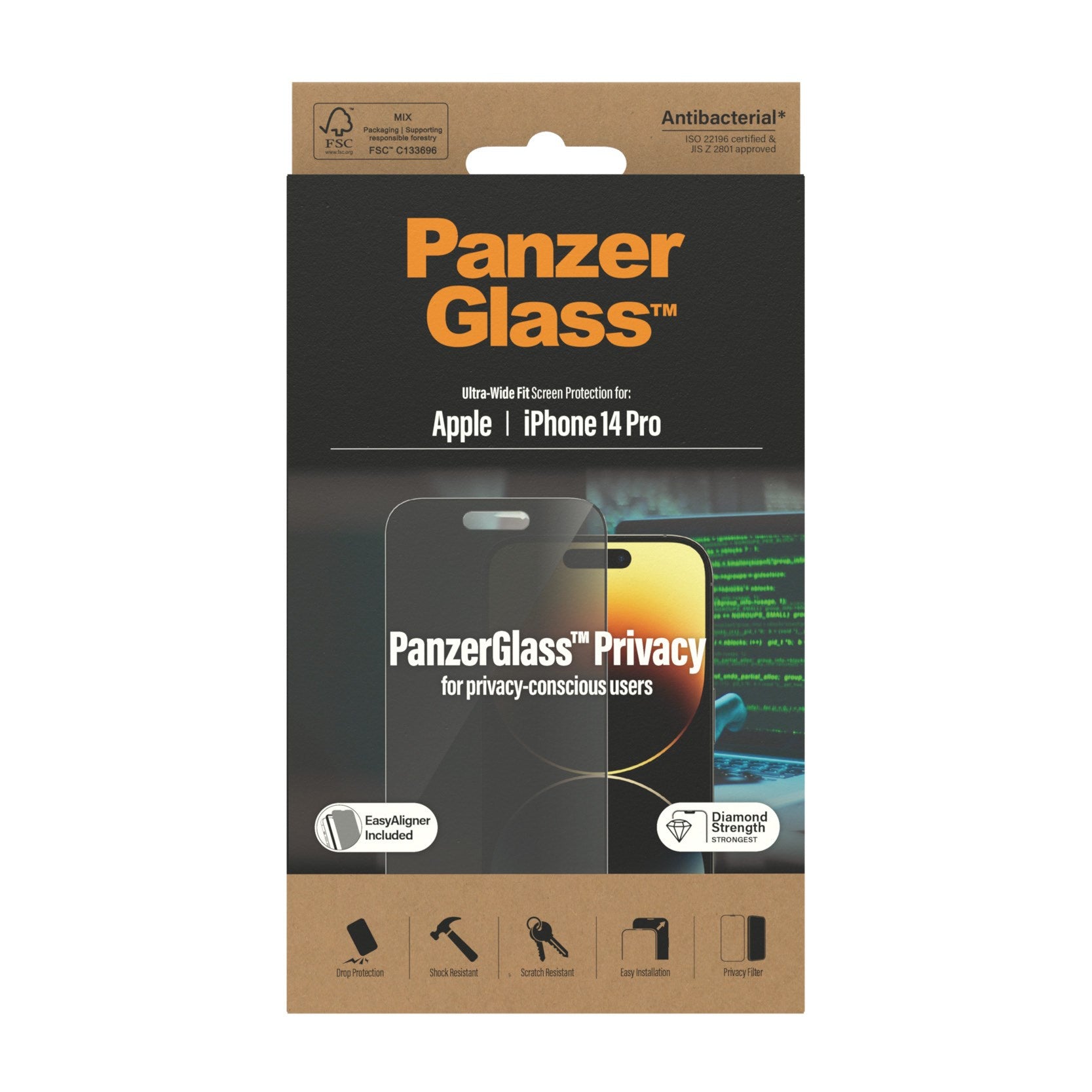 PanzerGlass® Privacy Displayschutz iPhone 14 Pro | Ultra-Wide Fit m. EasyAligner