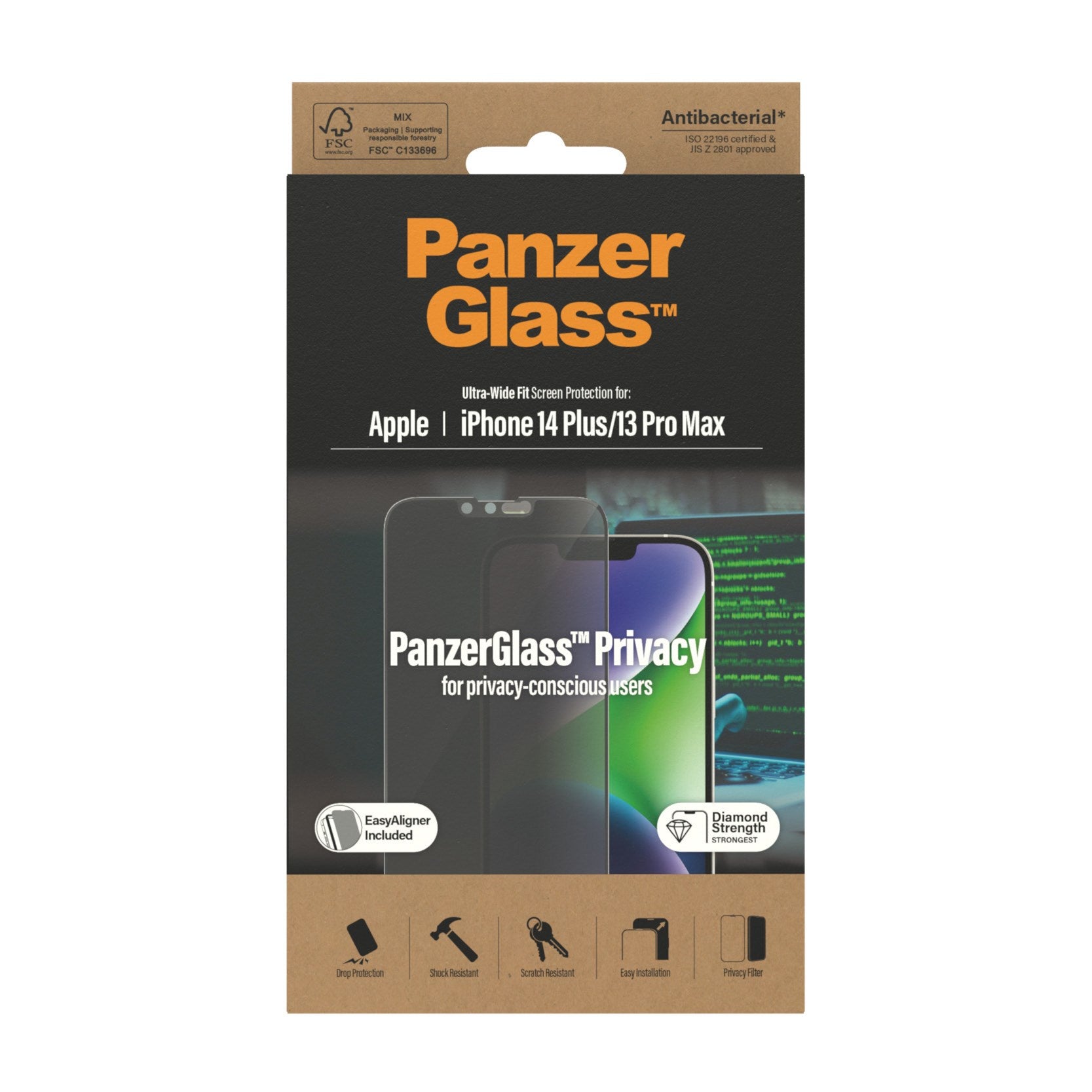 PanzerGlass® Privacy Displayschutz iPhone 14 Plus | 13 Pro Max | Ultra-Wide Fit m. EasyAligner