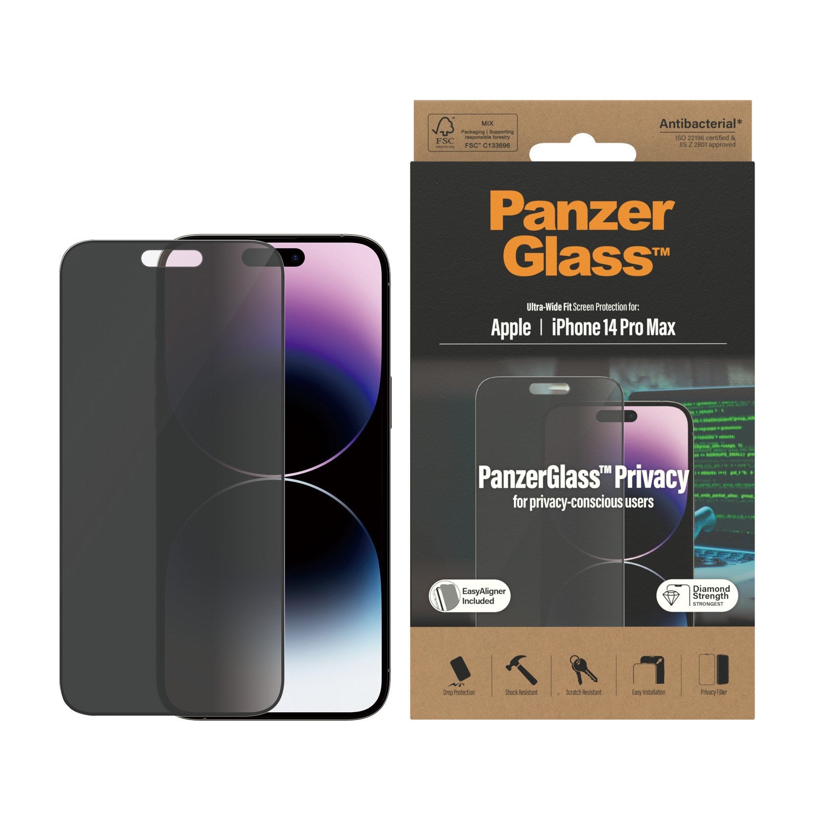 PanzerGlass® Privacy Displayschutz iPhone 14 Pro Max | Ultra-Wide Fit m. EasyAligner