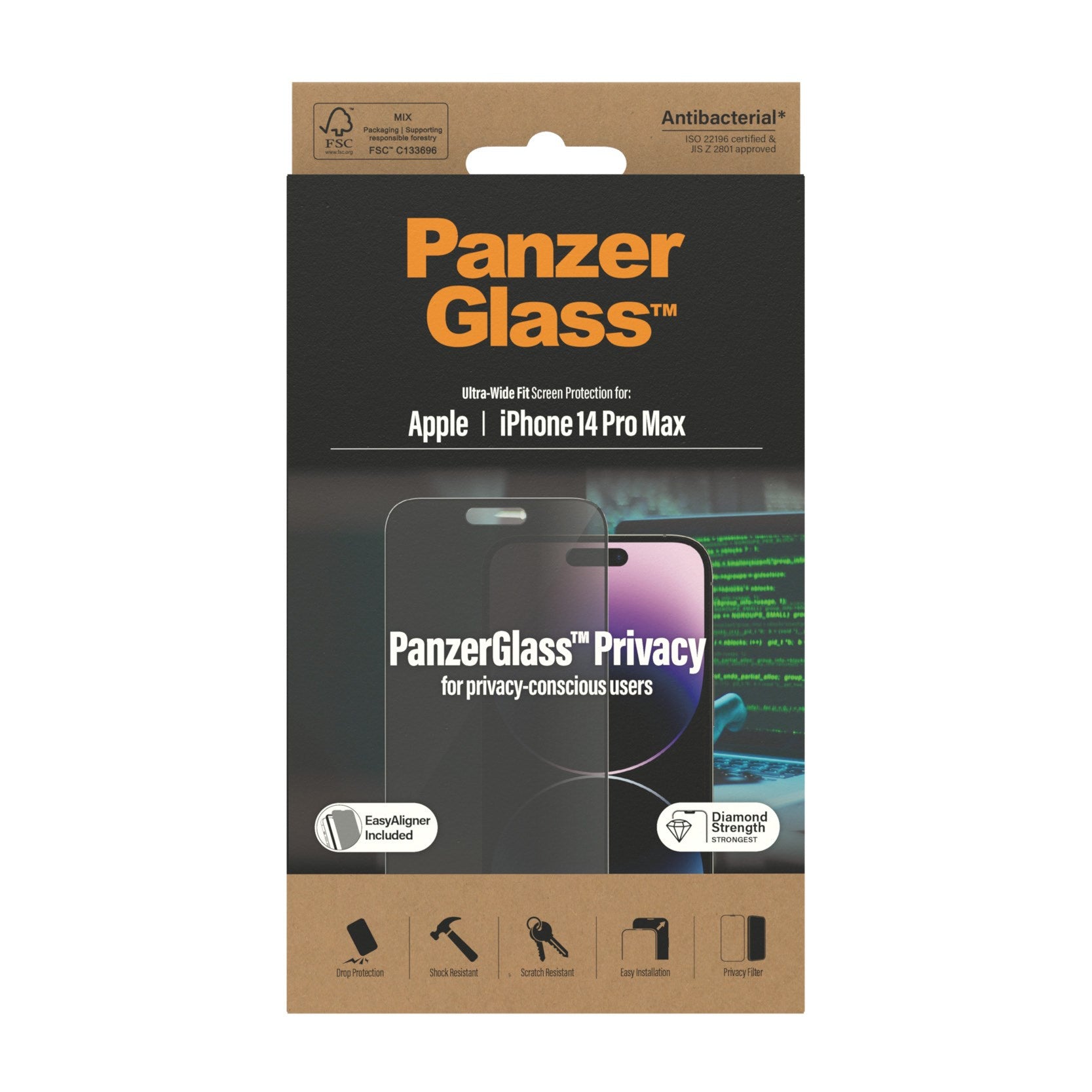 PanzerGlass® Privacy Displayschutz iPhone 14 Pro Max | Ultra-Wide Fit m. EasyAligner