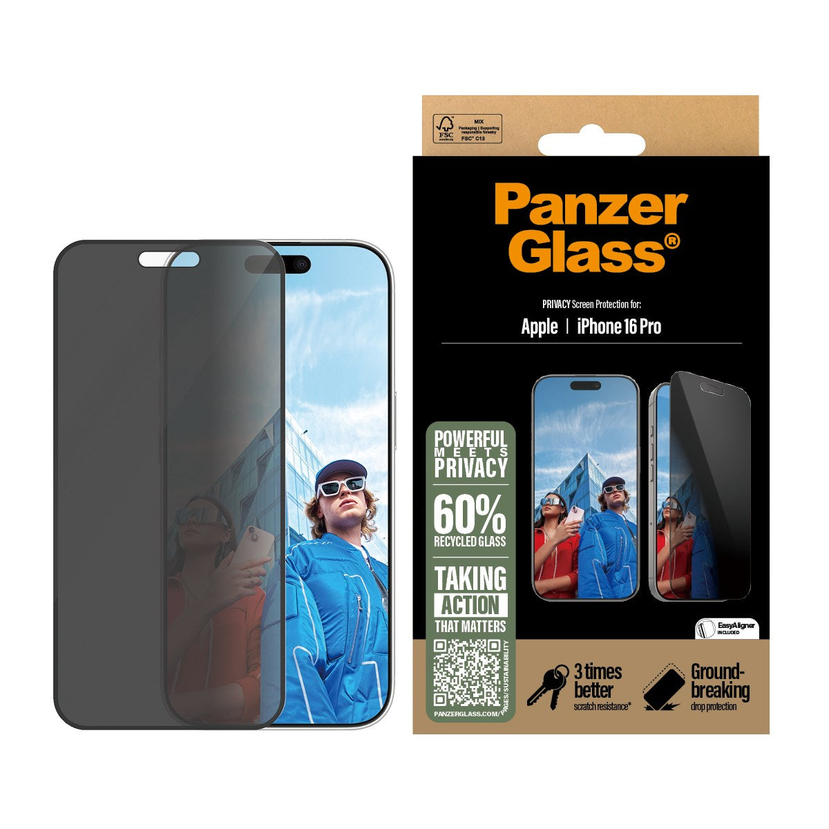 PanzerGlass® Privacy Displayschutz iPhone 16 Pro | Ultra-Wide Fit