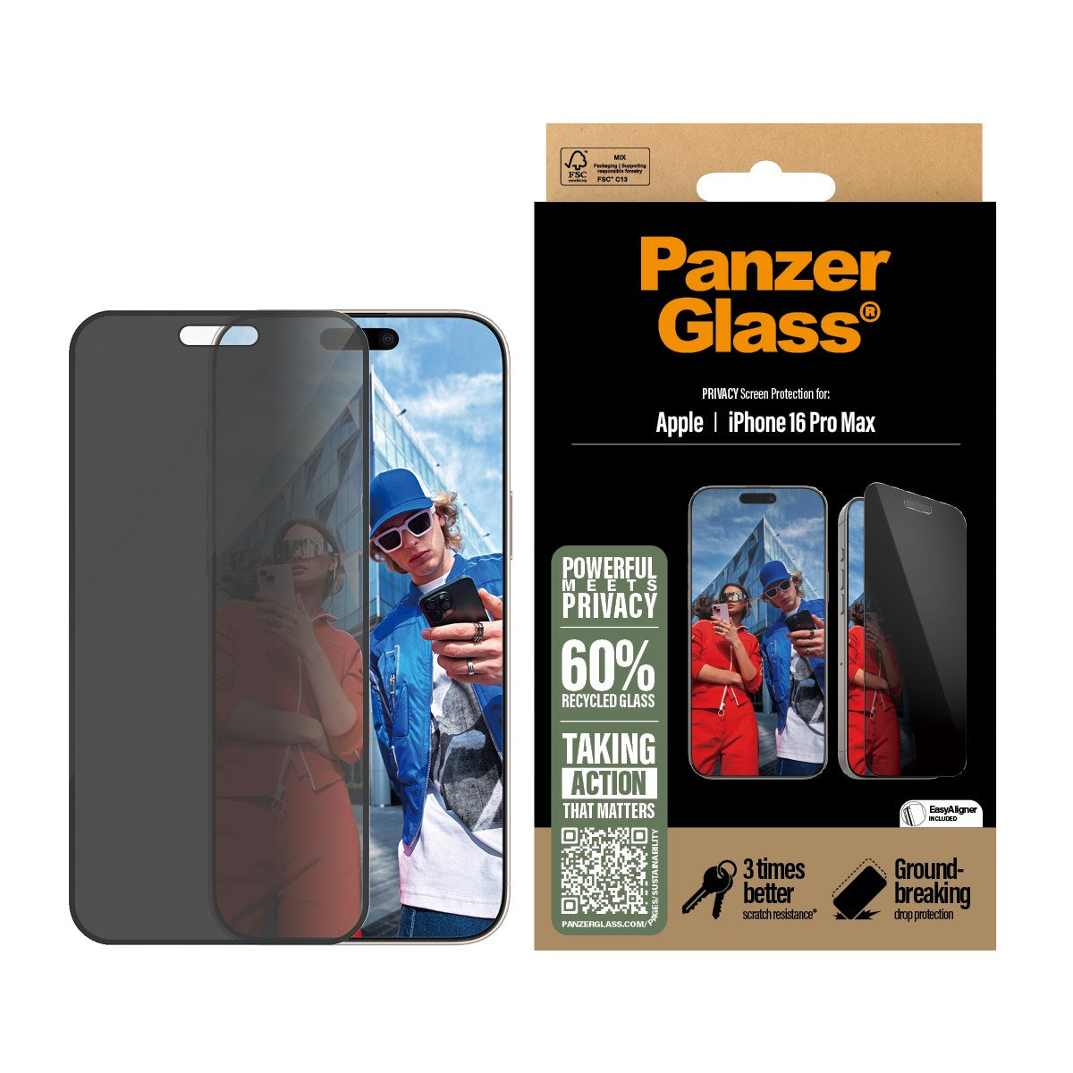 PanzerGlass® Privacy Displayschutz iPhone 16 Pro Max | Ultra-Wide Fit