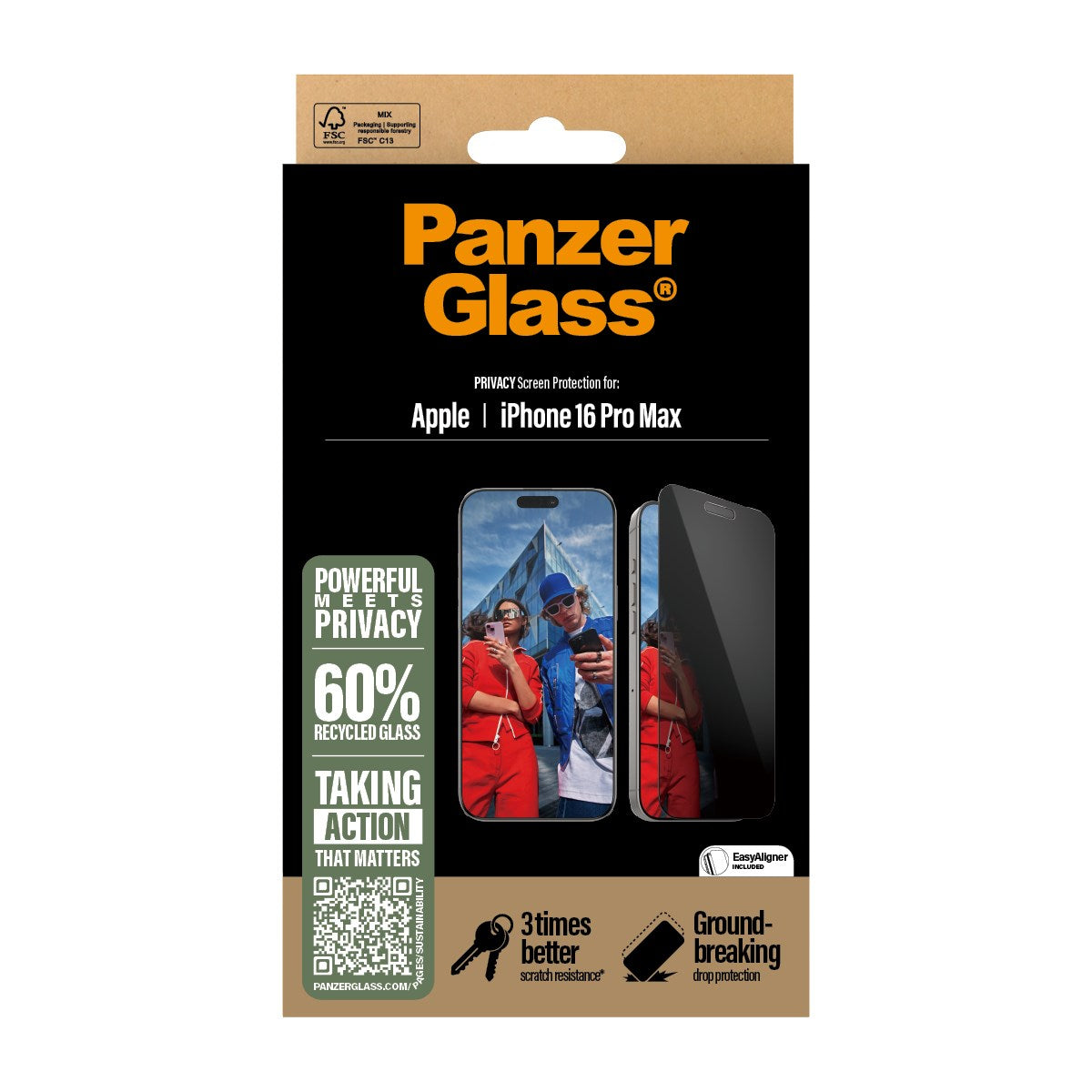 PanzerGlass® Privacy Displayschutz iPhone 16 Pro Max | Ultra-Wide Fit