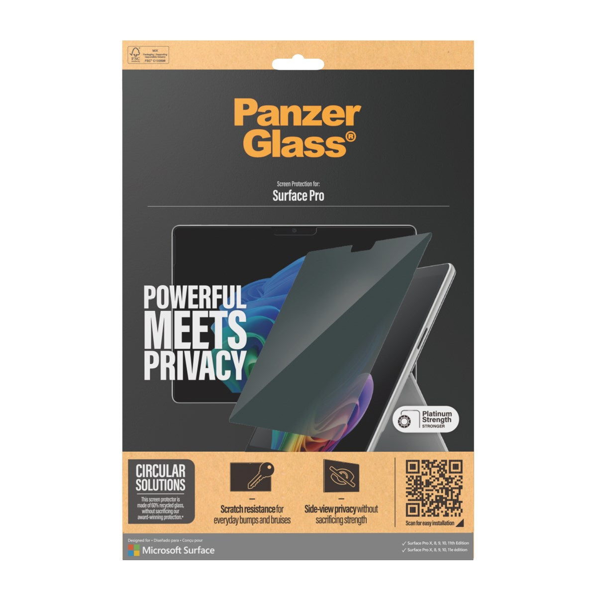 PanzerGlass® Privacy Displayschutz Microsoft Surface Pro X | Pro 8 | Pro 9 | Pro 10 | Pro 11th Edition | Ultra-Wide Fit