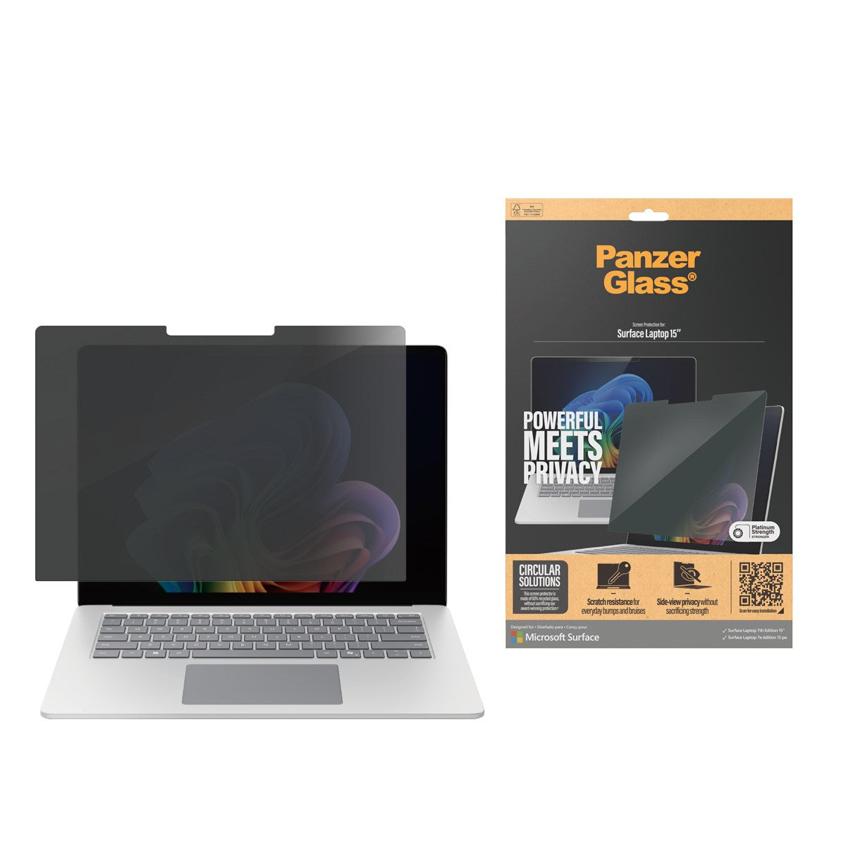 PanzerGlass® Privacy Displayschutz Microsoft Surface Laptop 7th Edition 15''  | Ultra-Wide Fit