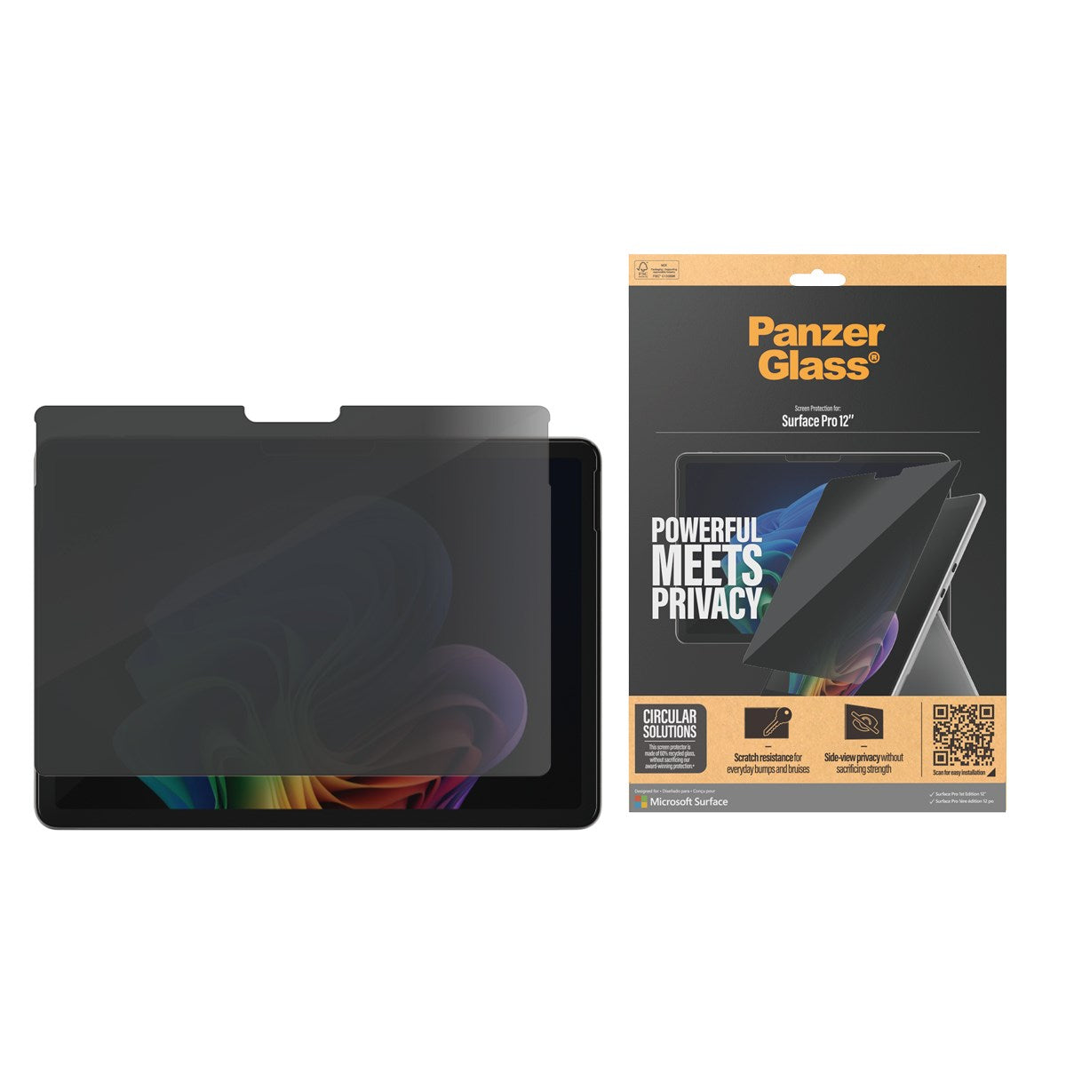PanzerGlass® 2-Way Privacy Displayschutz Microsoft Surface Pro 12” | Ultra-Wide Fit